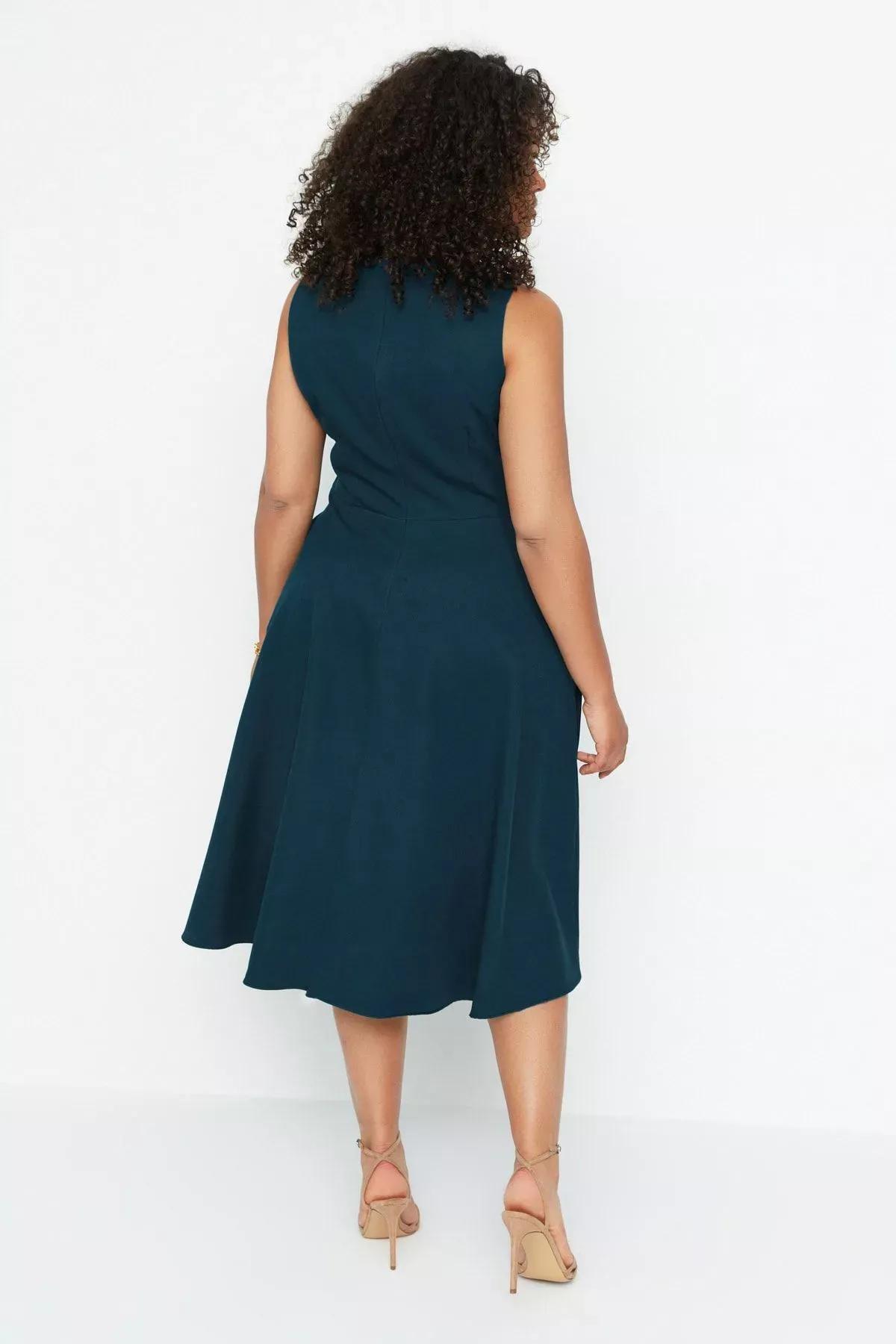 Green A-Line Plus Size Dress, Green, large image number 3