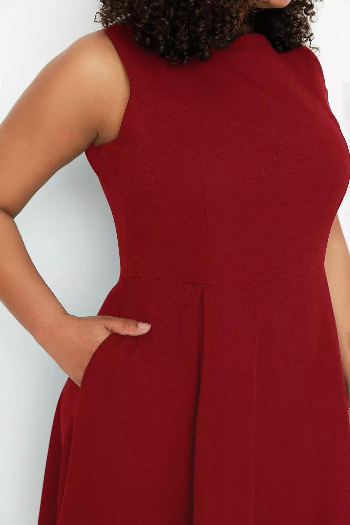 Red A-Line woven dress, C101_7277, large image number 2