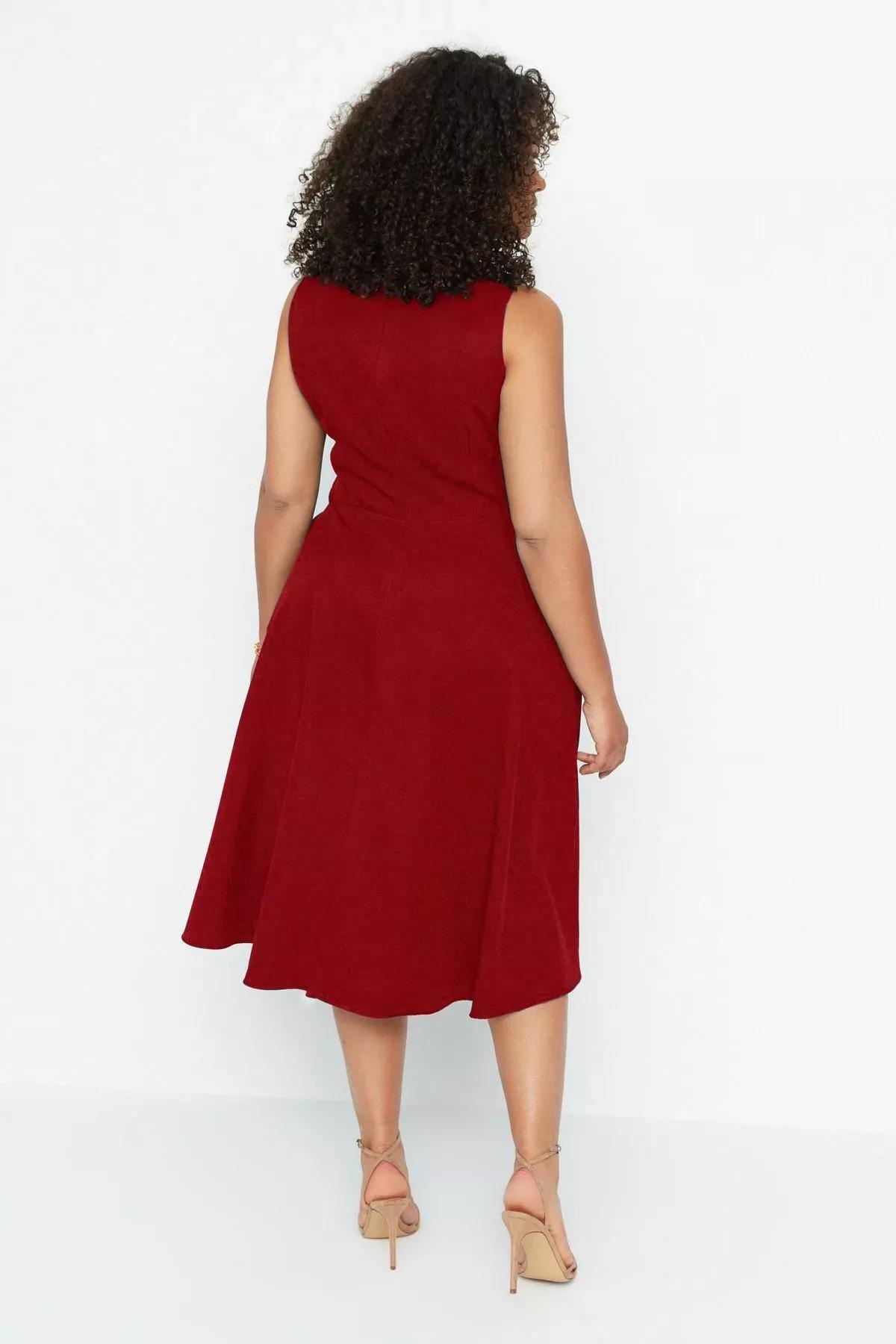 Red A-Line woven dress, C101_7277, large image number 3