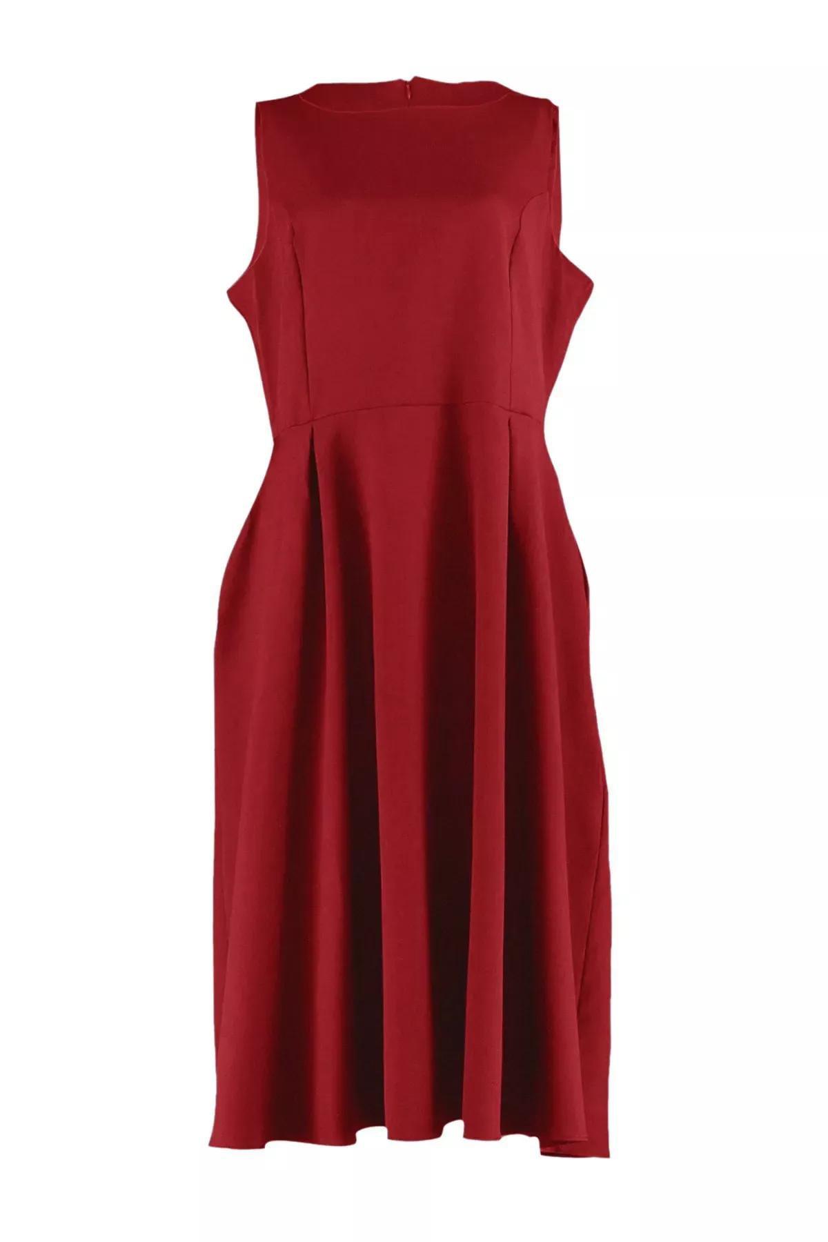 Red A-Line woven dress, C101_7277, large image number 4