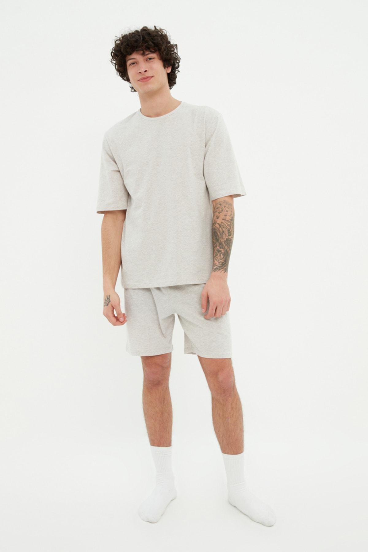 Gray Printed Pajama Set, , large image number 1