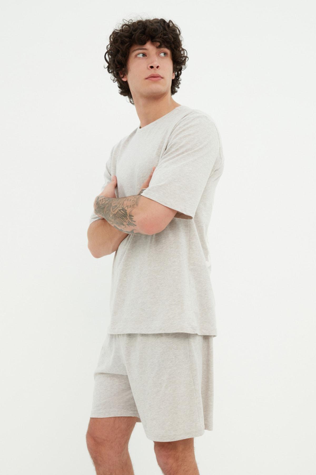 Gray Printed Pajama Set, , large image number 2
