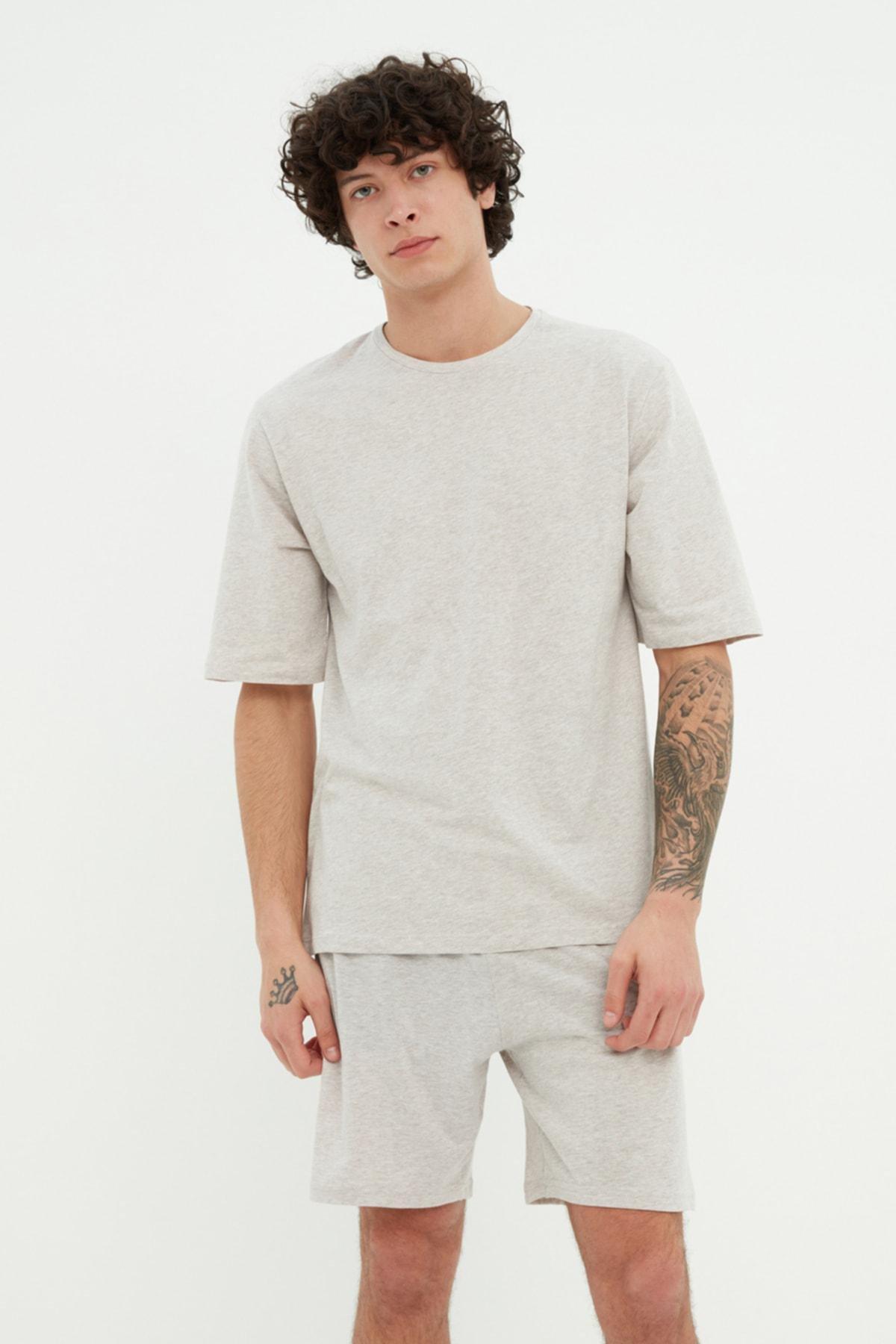 Gray Printed Pajama Set, , large image number 3