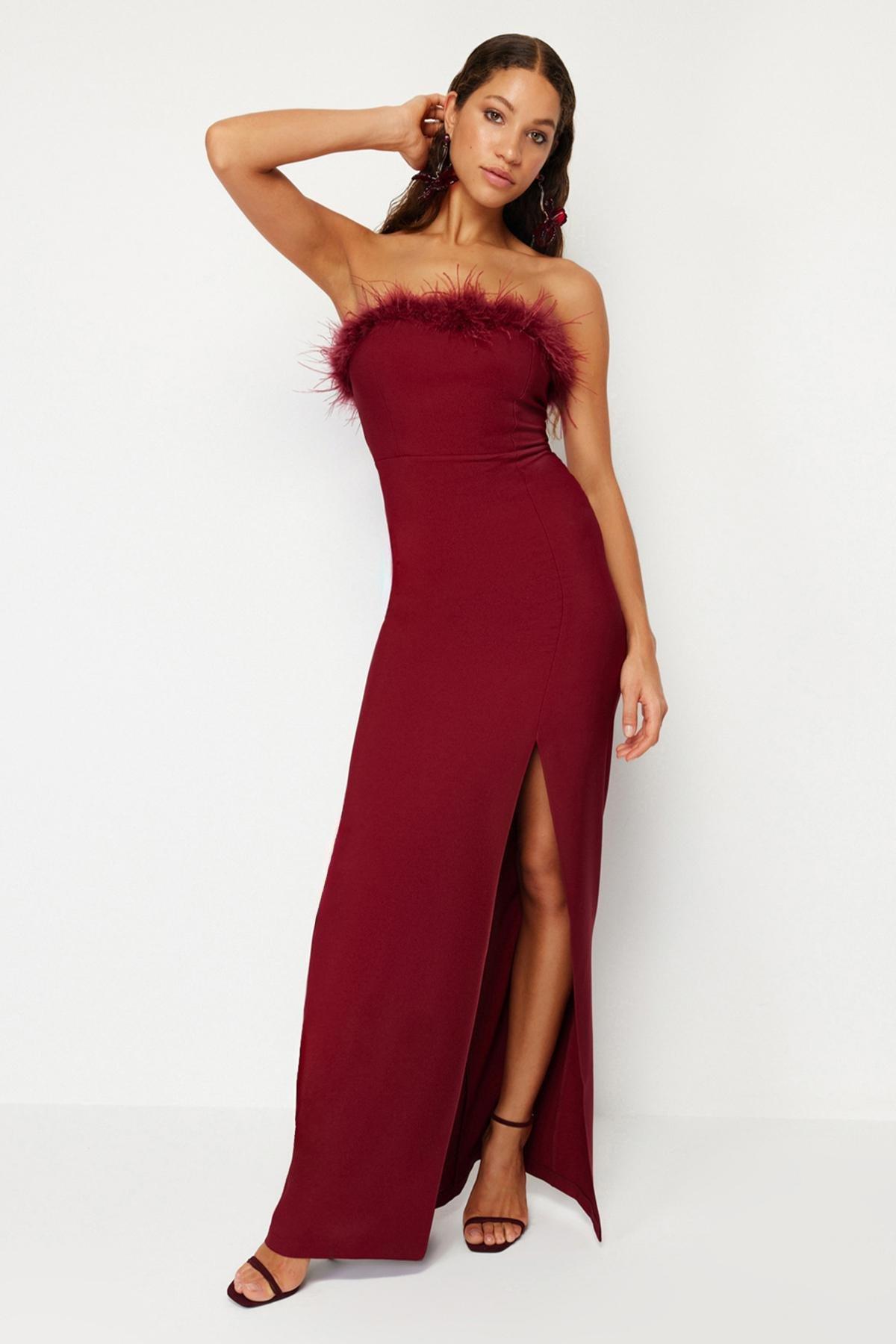 Burgundy Fitted Occasion Wear Dress, , large image number 2