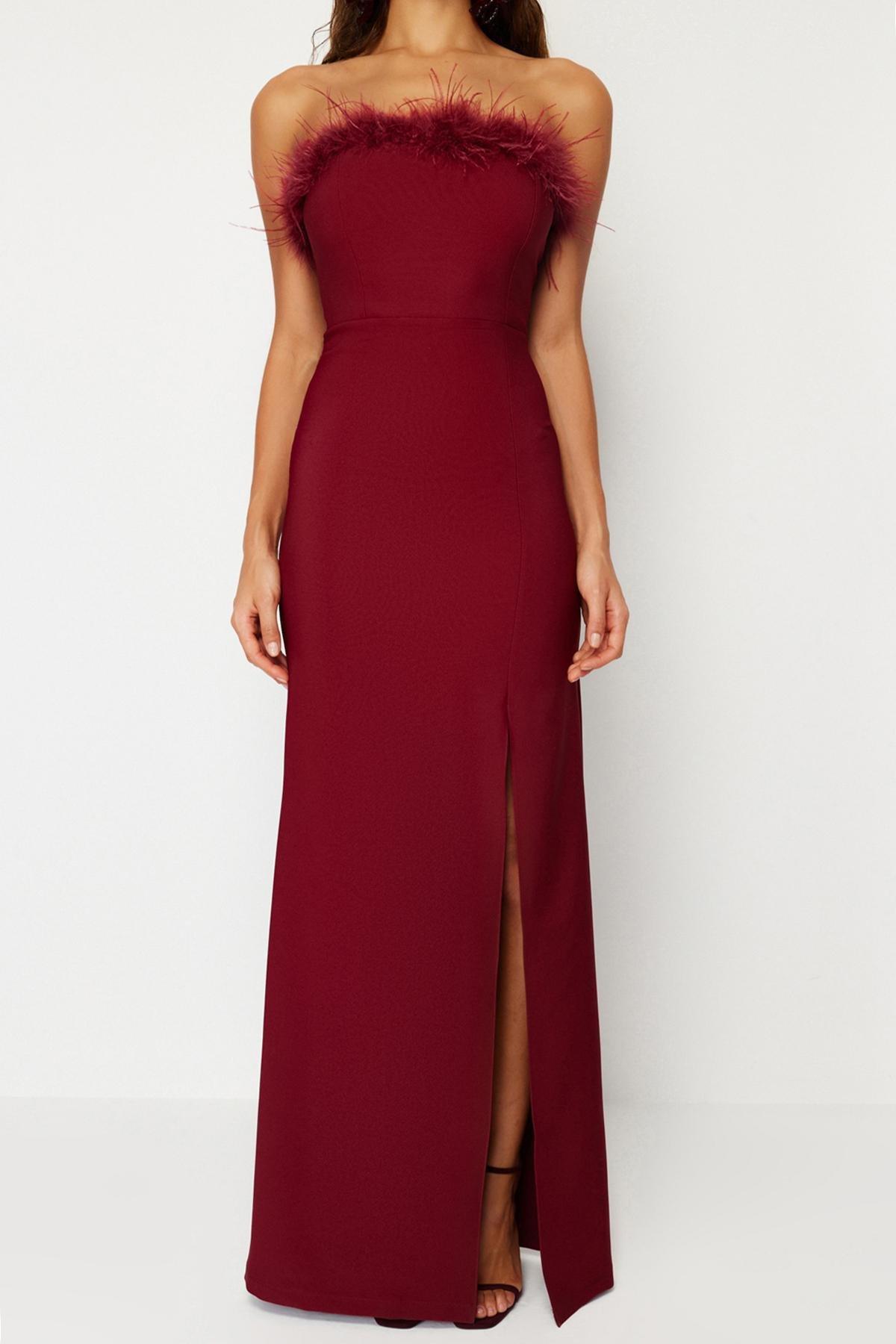 Burgundy Fitted Occasion Wear Dress, , large image number 3