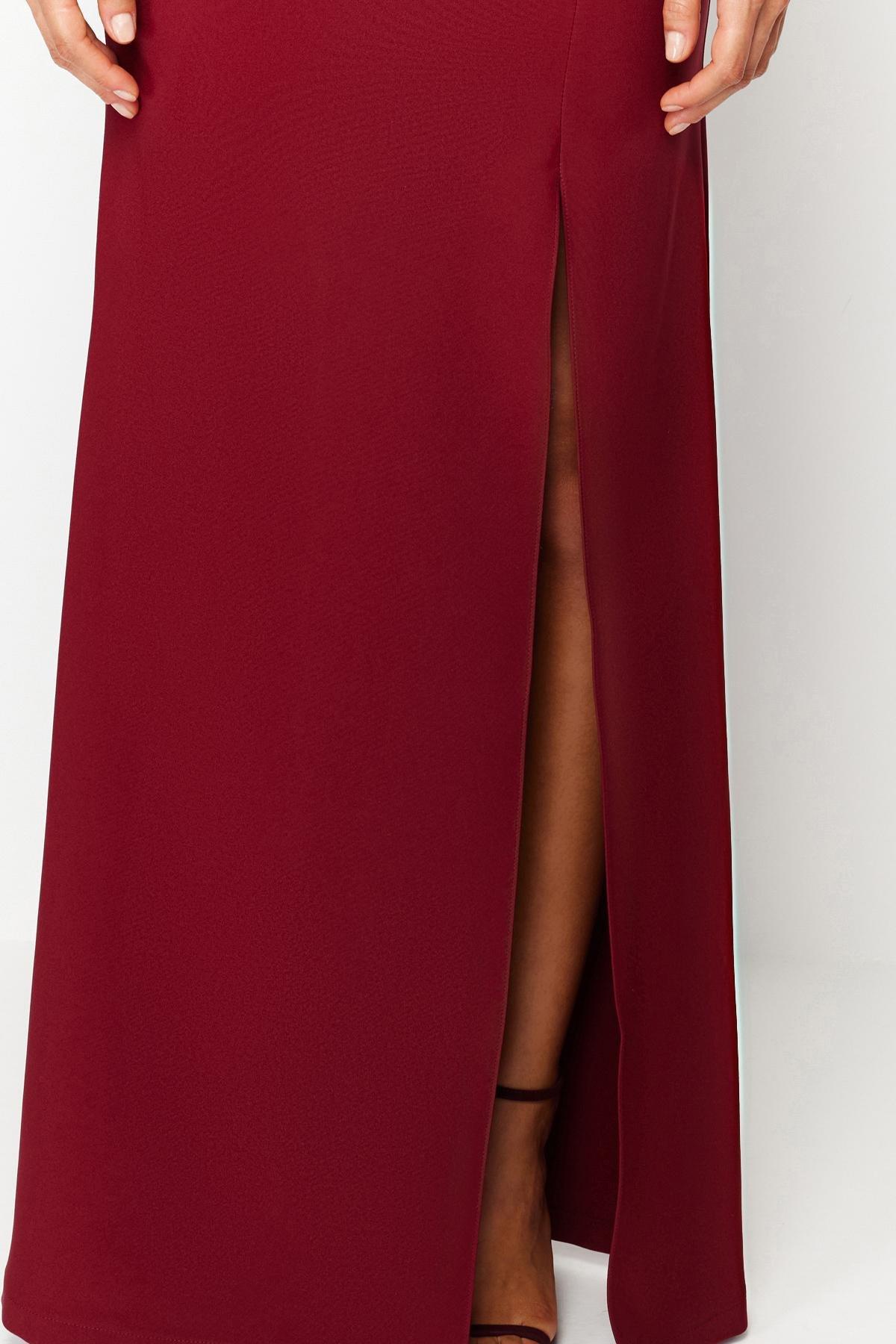 Burgundy Fitted Occasion Wear Dress, , large image number 4