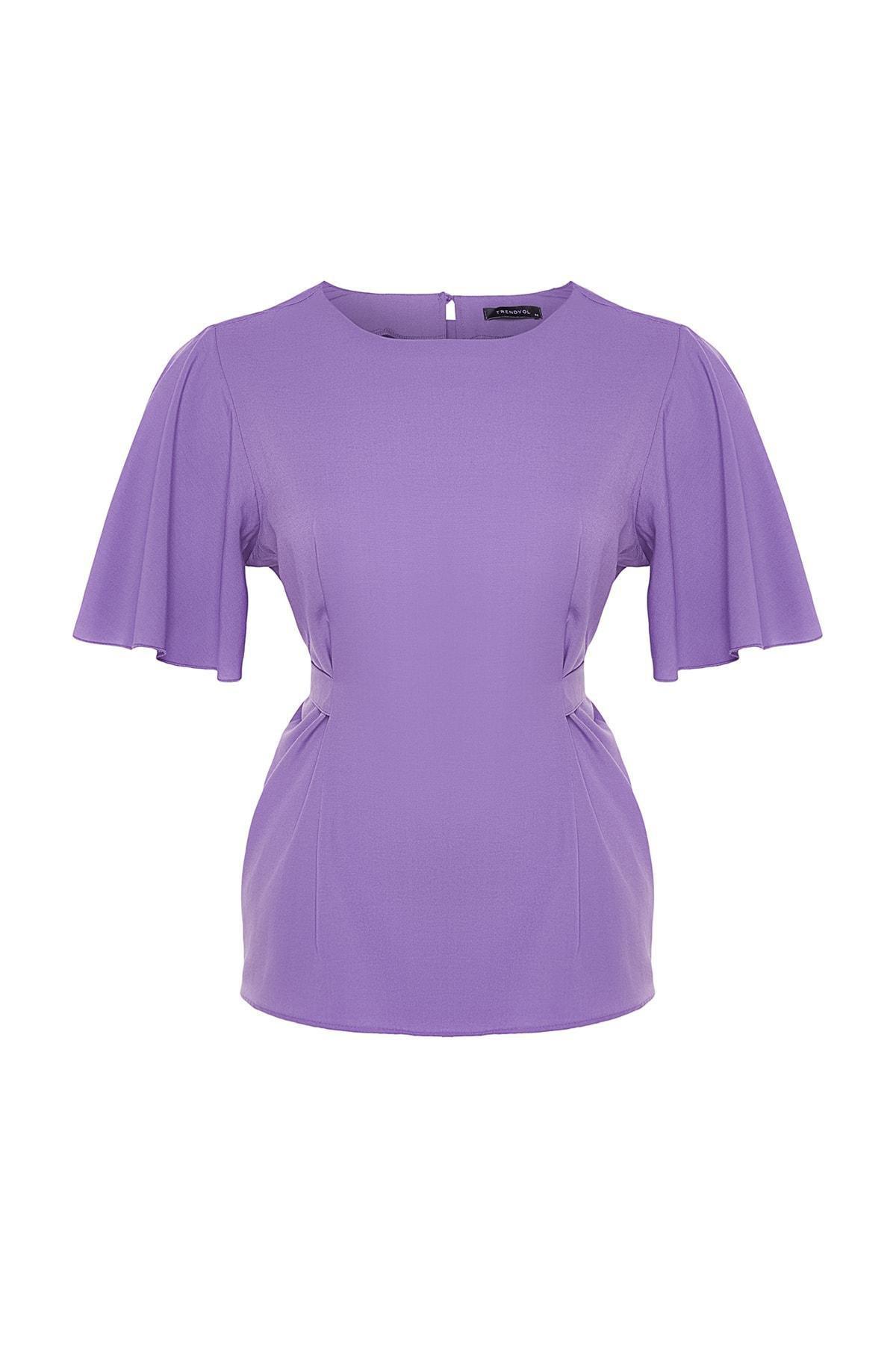 Purple Crew Neck Plus Size Blouse, , large image number 5