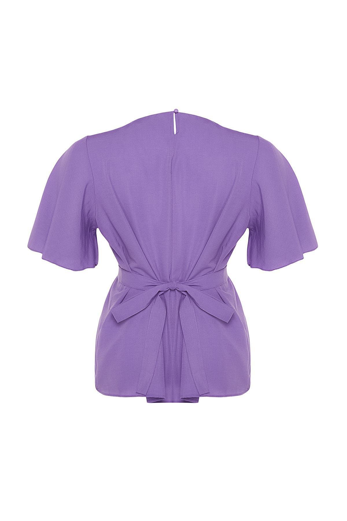 Purple Crew Neck Plus Size Blouse, , large image number 7