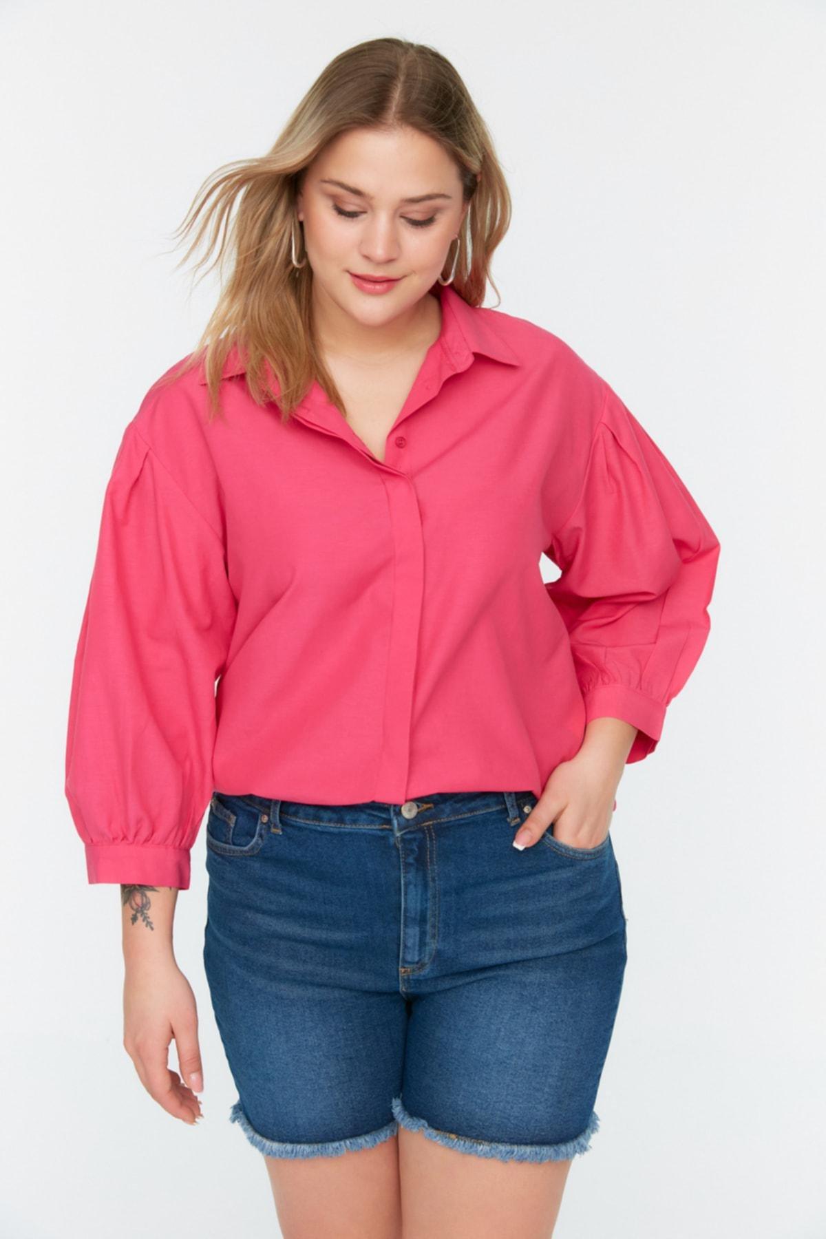 Pink Relaxed Plus Size Shirt, , large image number 0