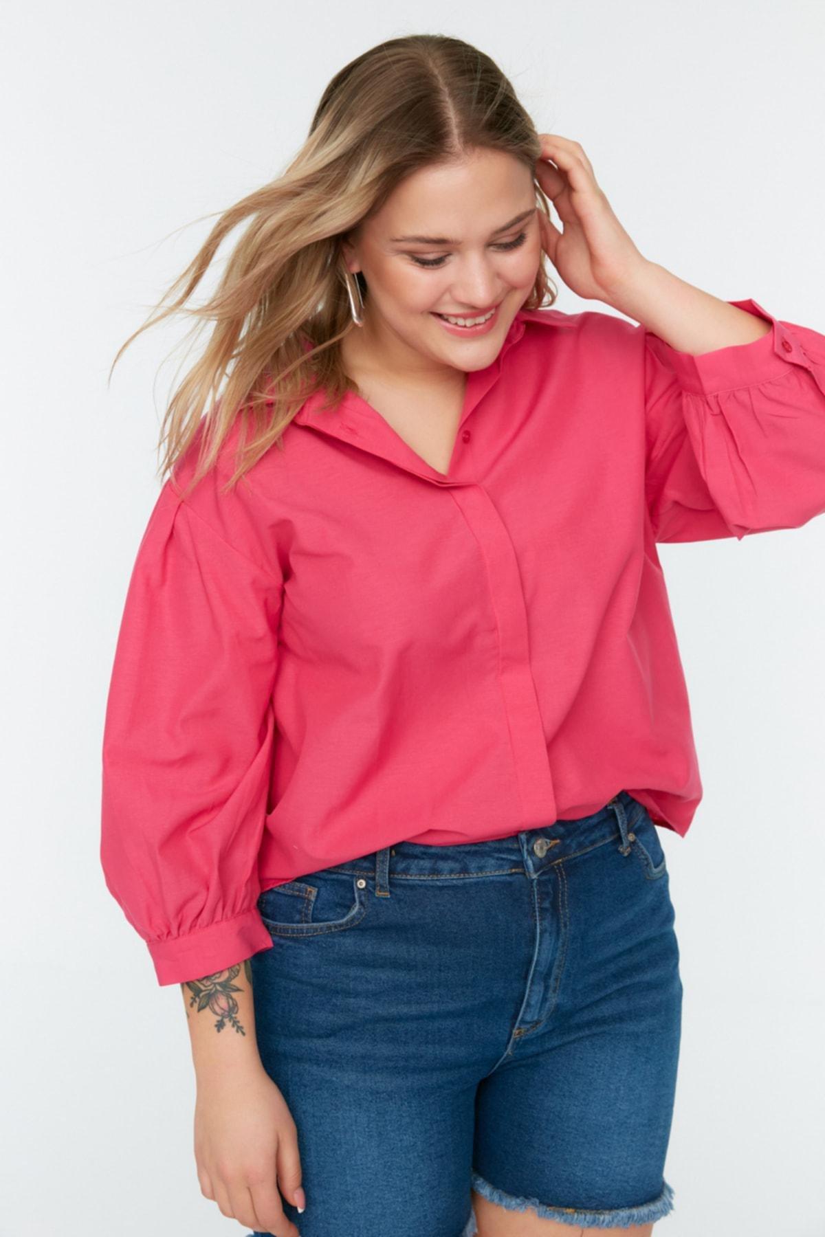 Pink Relaxed Plus Size Shirt, , large image number 1