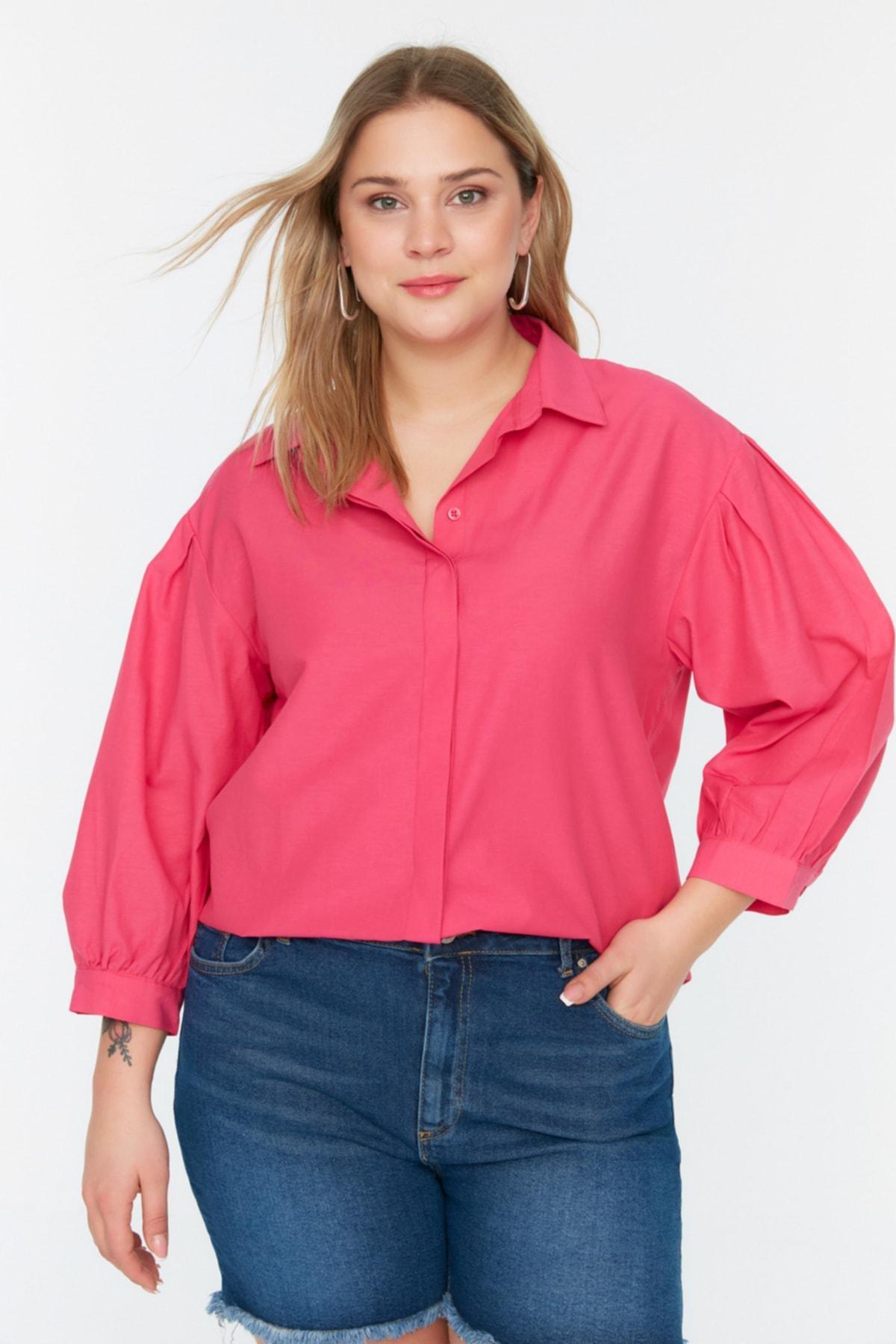 Pink Relaxed Plus Size Shirt, , large image number 3