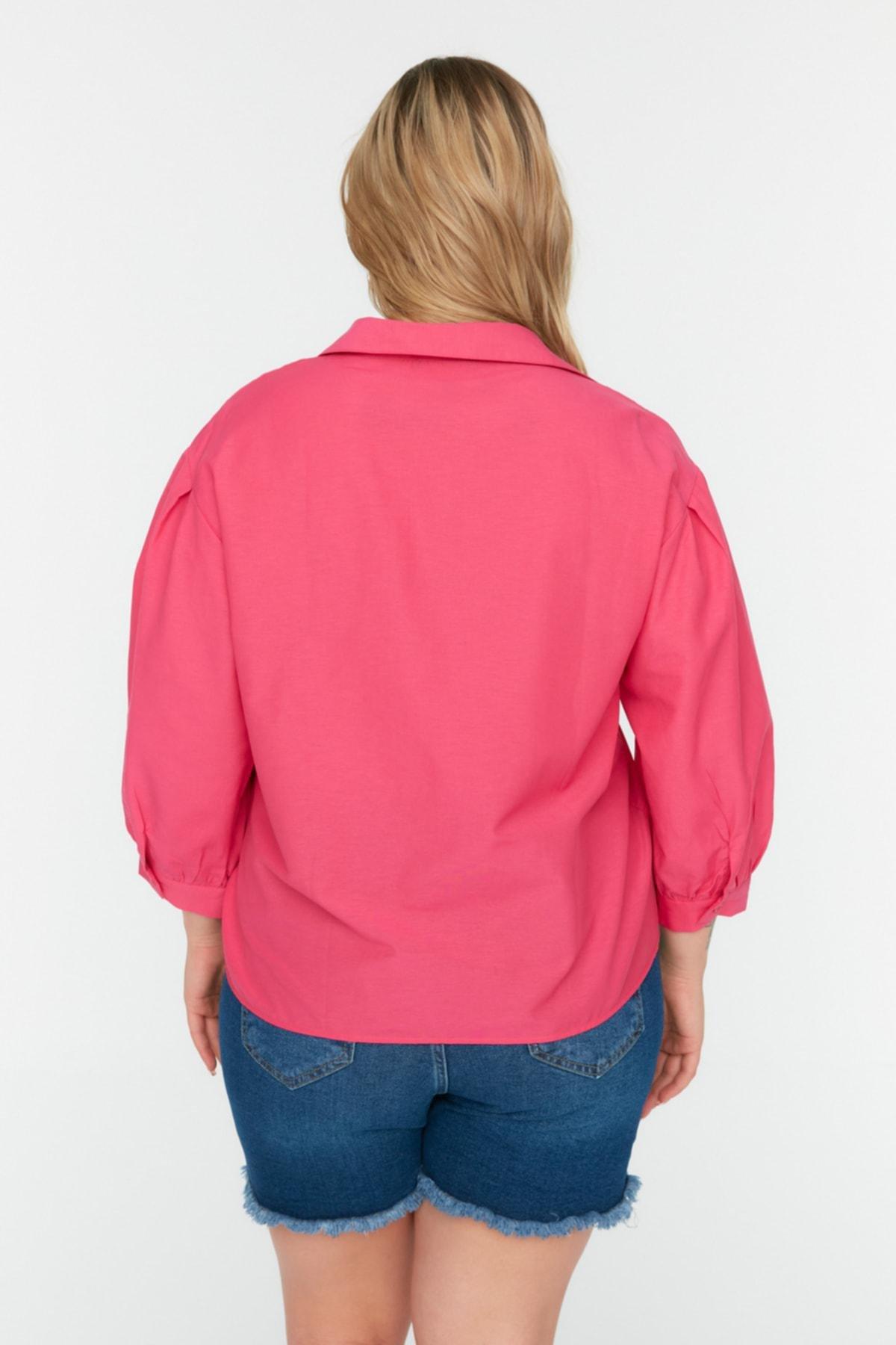 Pink Relaxed Plus Size Shirt, , large image number 4