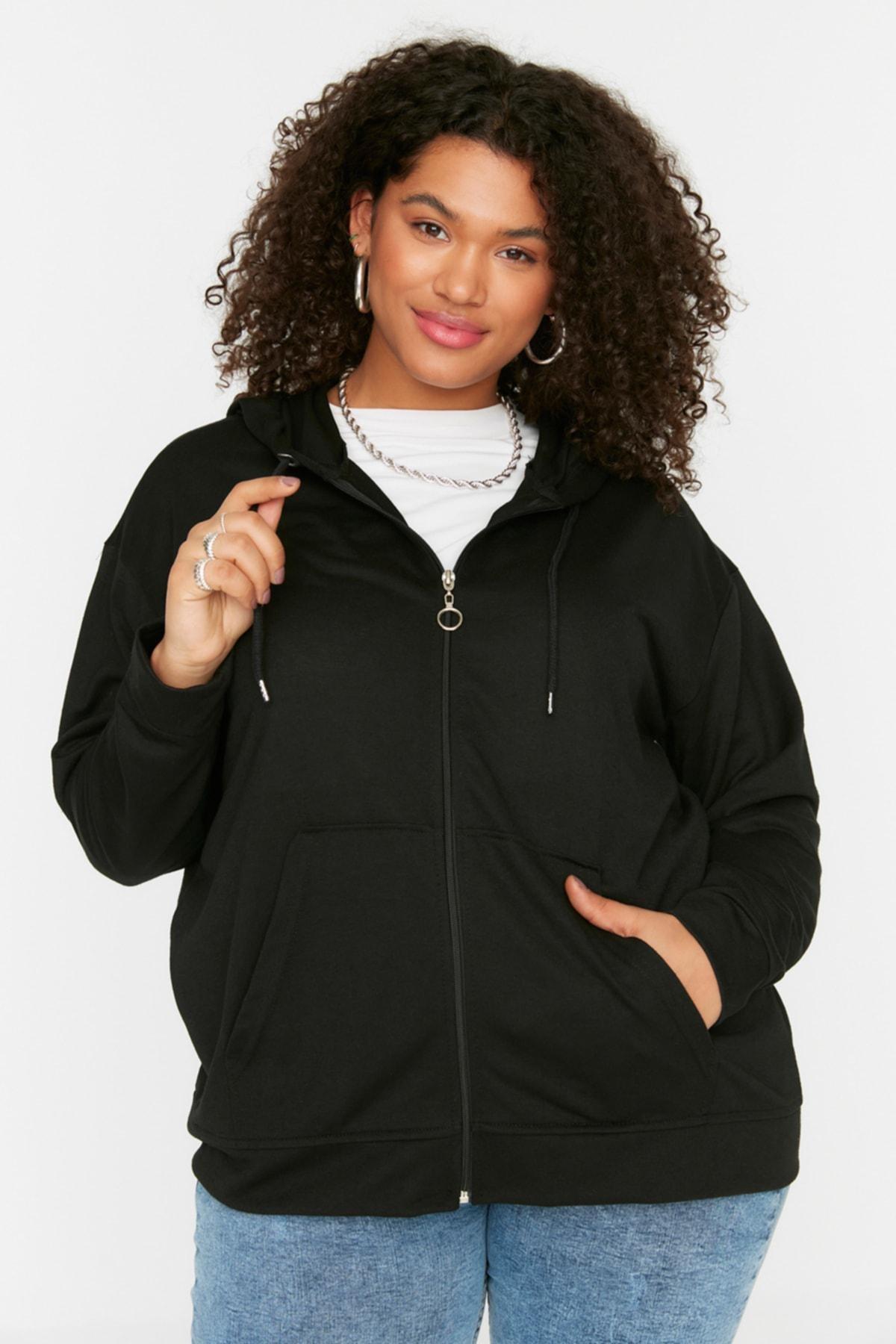 Trendyol - Black Oversize Plus Size Sweatshirt