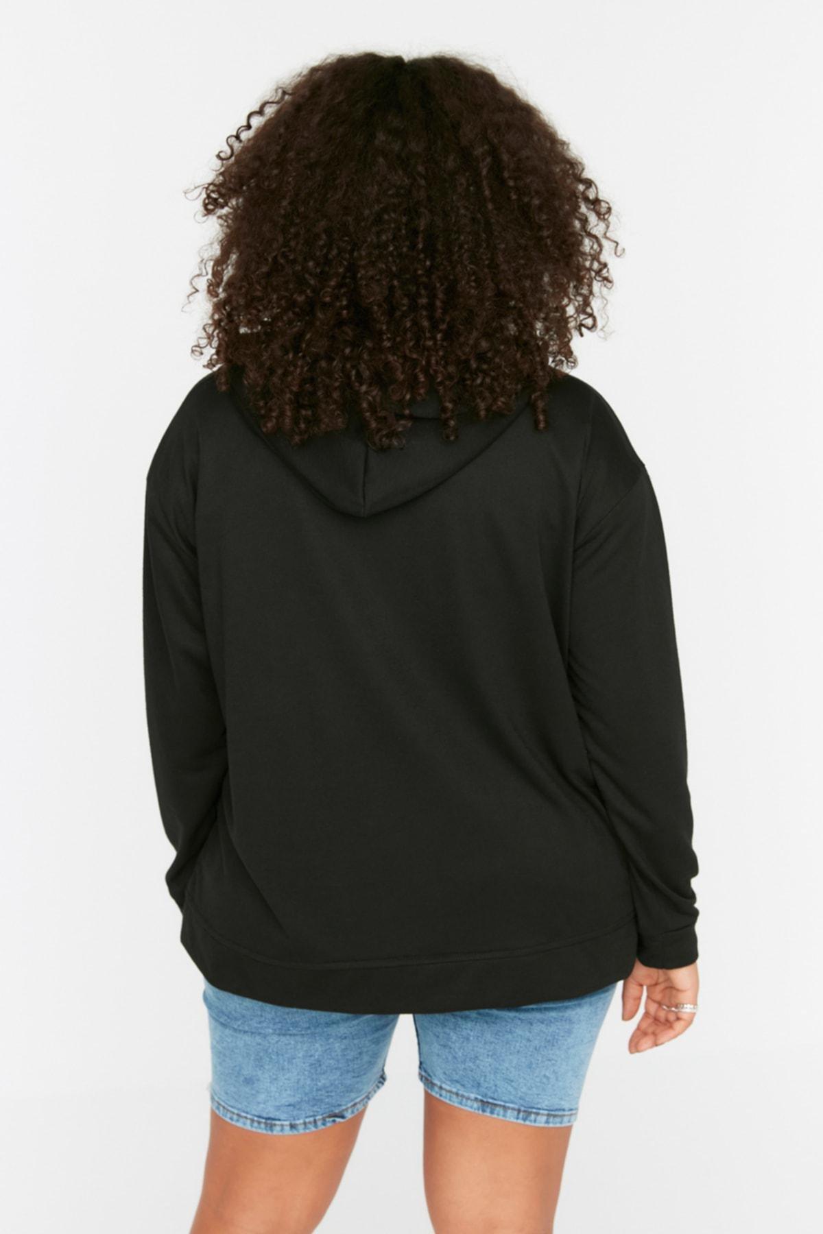 Black Oversize Plus Size Sweatshirt, , large image number 4