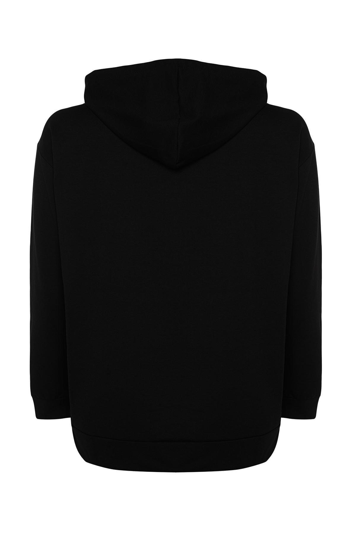 Black Oversize Plus Size Sweatshirt, , large image number 6