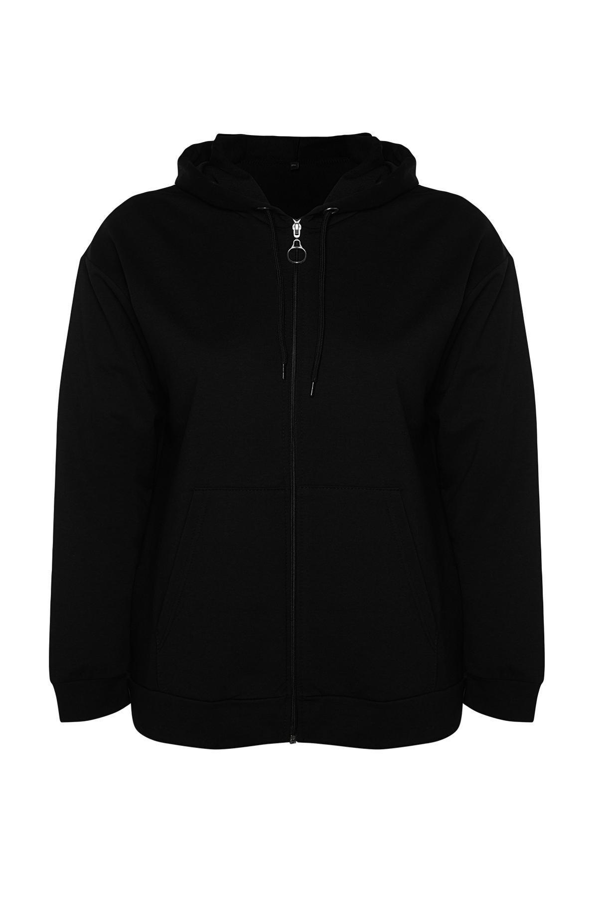 Black Oversize Plus Size Sweatshirt, , large image number 7