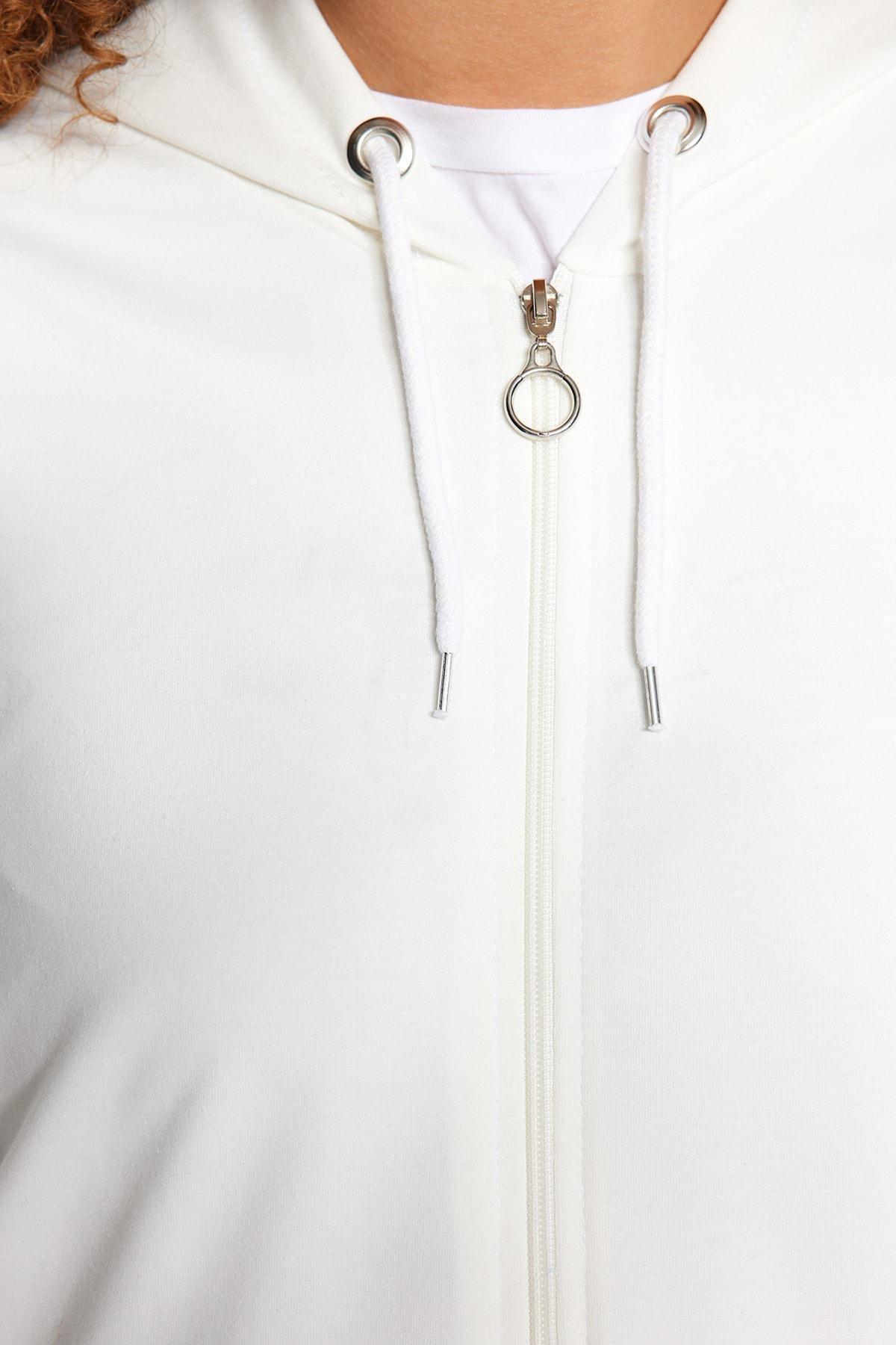 Cream Oversize Plus Size Sweatshirt, , large image number 5