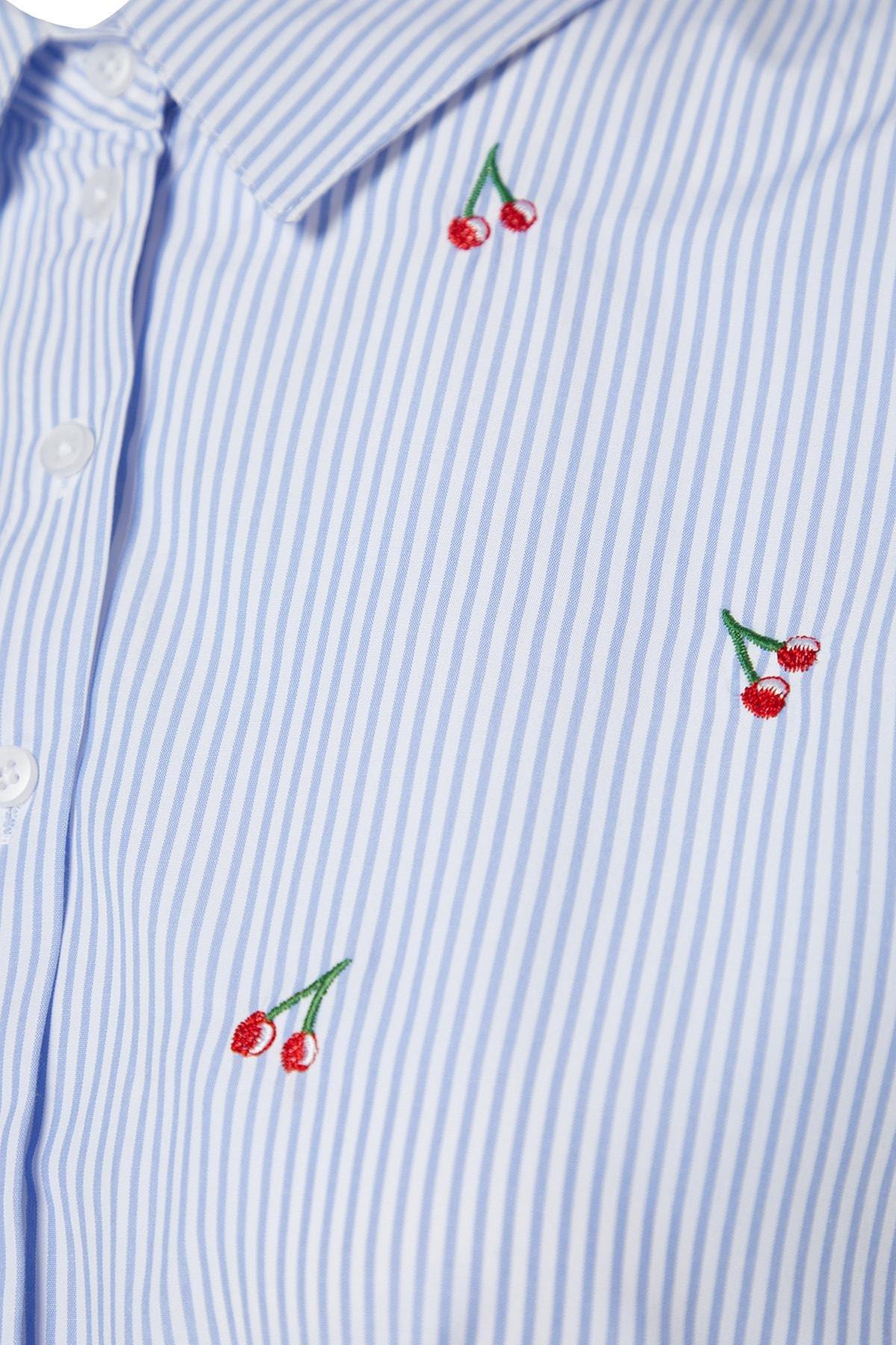 Blue Oversize Plus Size Shirt, , large image number 6