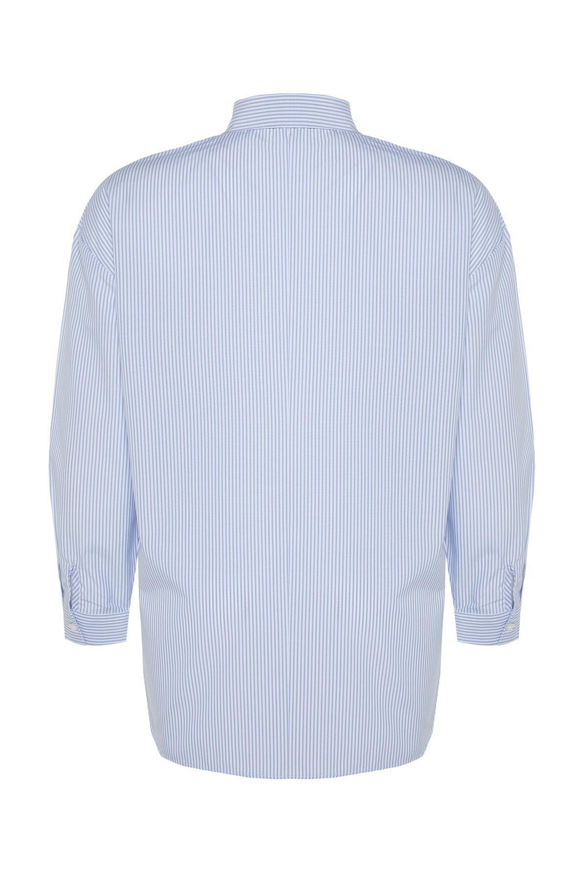 Blue Oversize Plus Size Shirt, , large image number 7