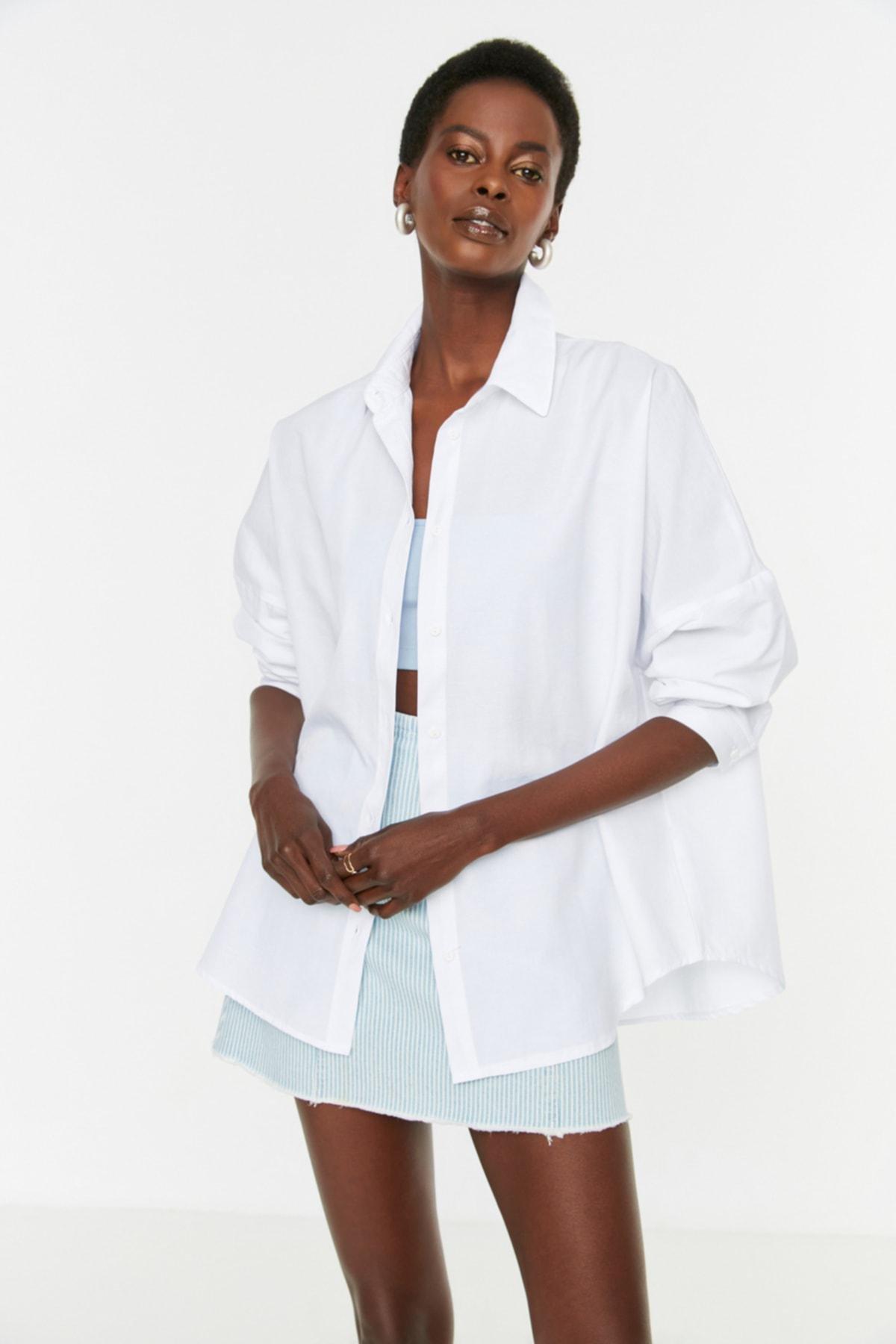 قميص بقصة فضفاضة، بيج, Ecru, large image number 2