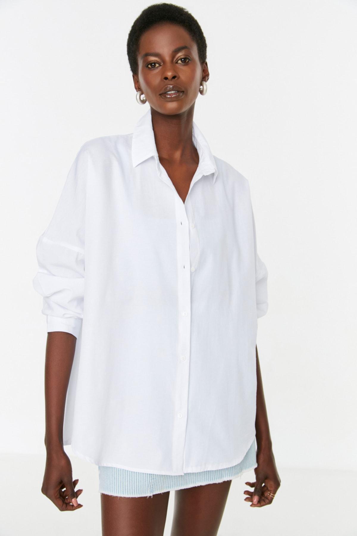 قميص بقصة فضفاضة، بيج, Ecru, large image number 3