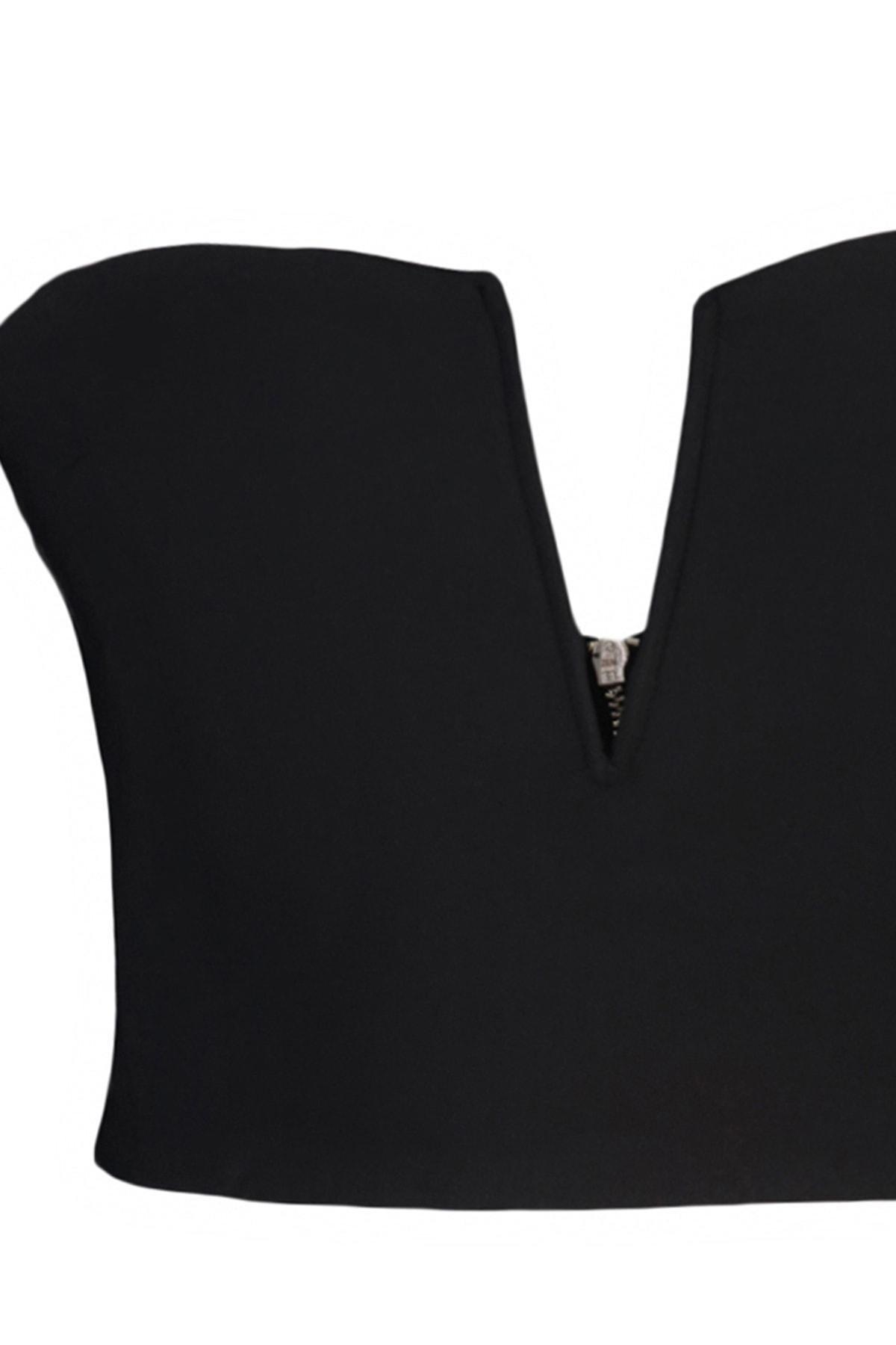 Black Sweetheart Neckline Crop Top, , large image number 6