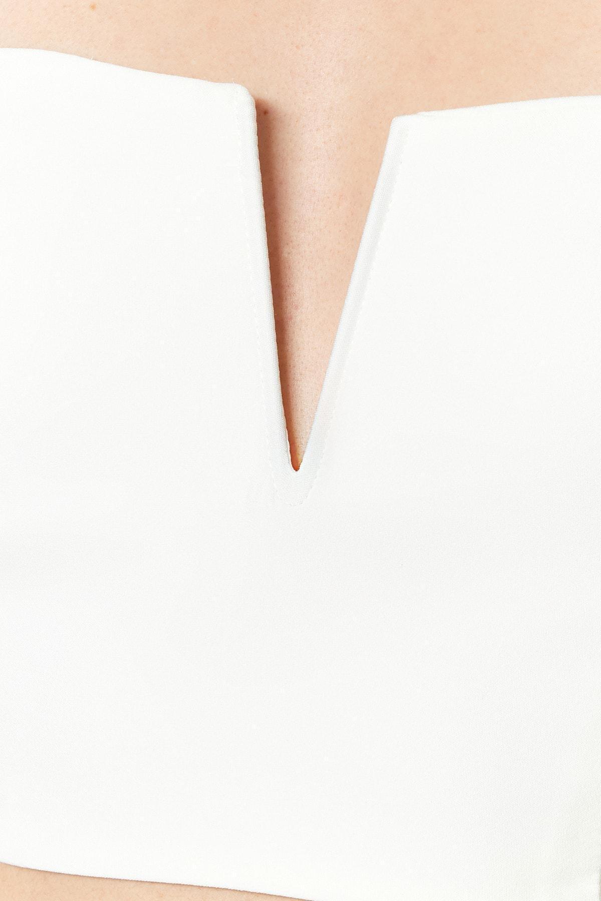 Cream Sweetheart Neckline Crop Top, , large image number 4