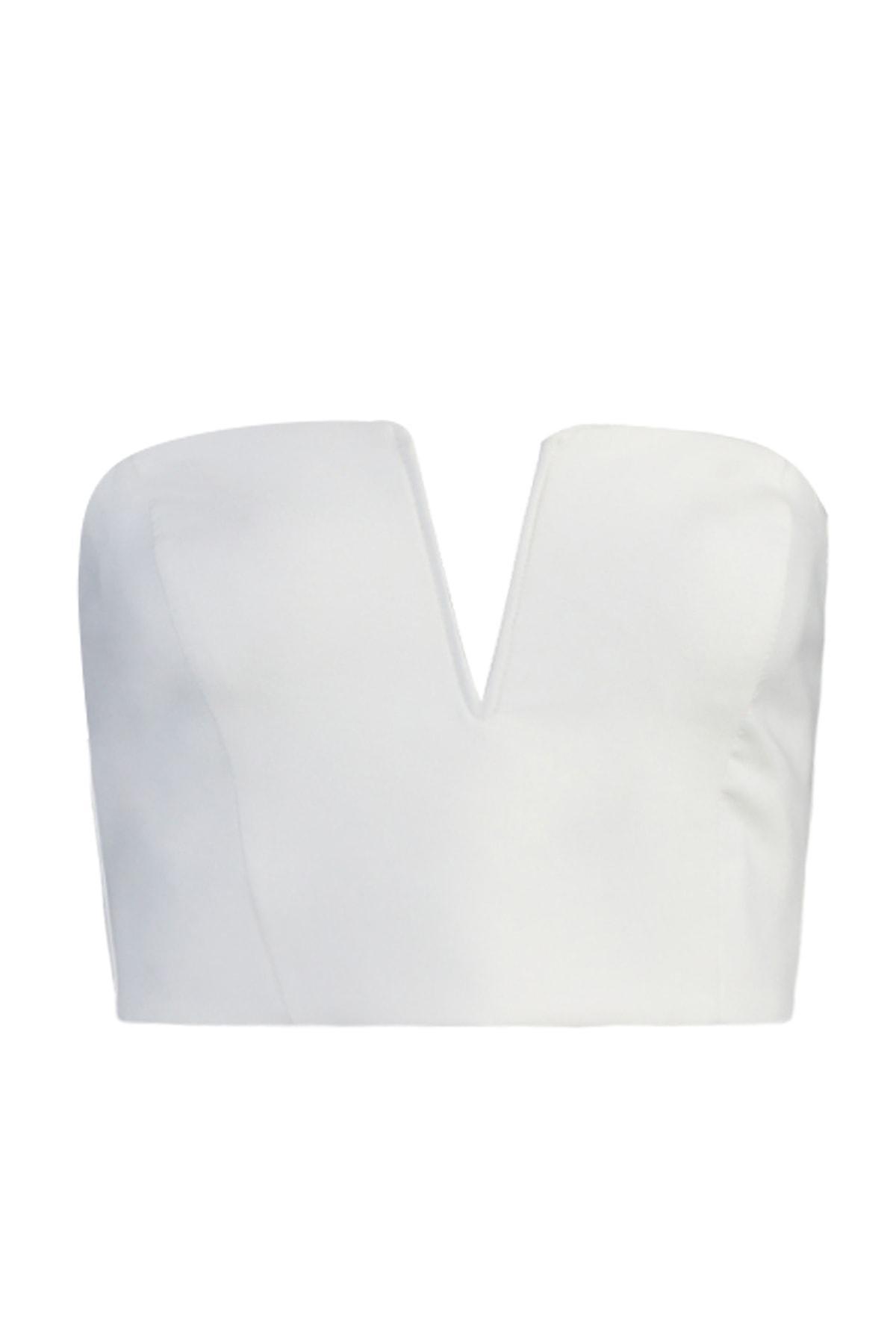 Cream Sweetheart Neckline Crop Top, , large image number 5