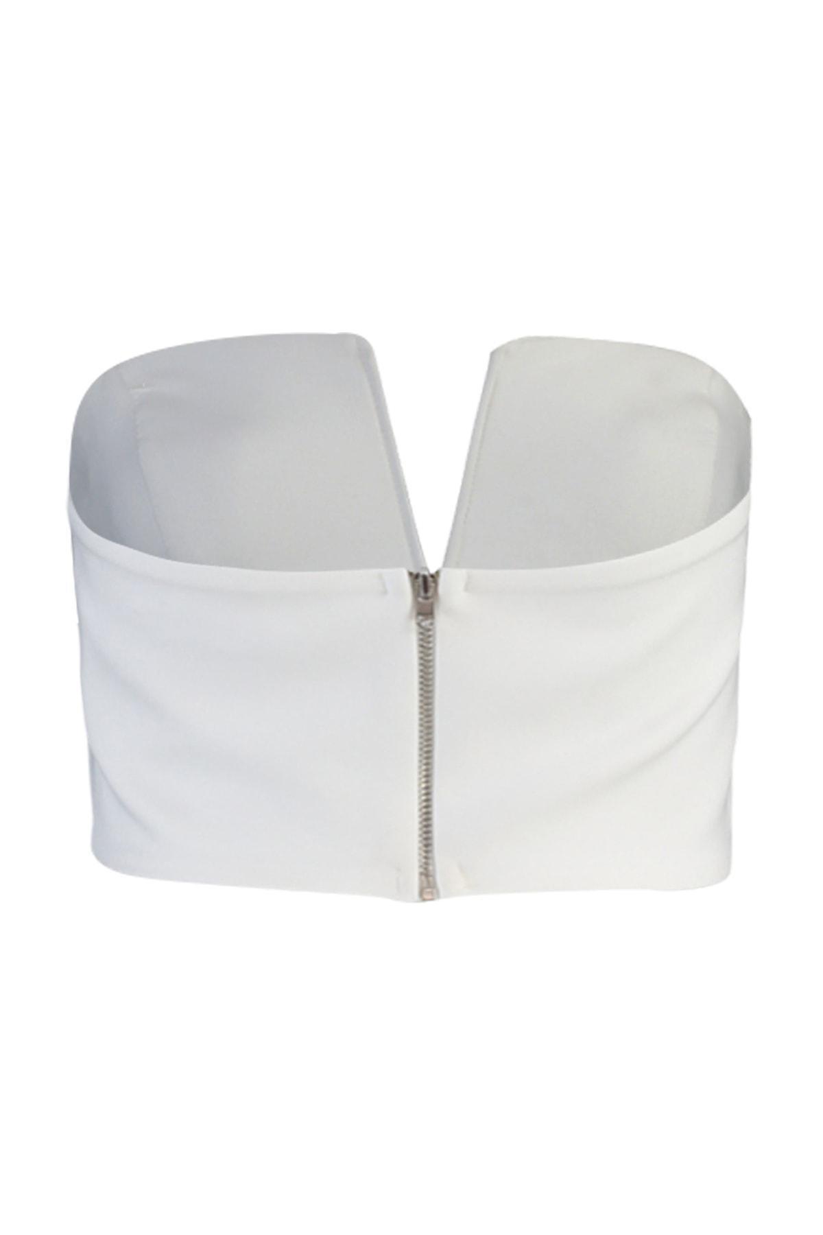 Cream Sweetheart Neckline Crop Top, , large image number 6
