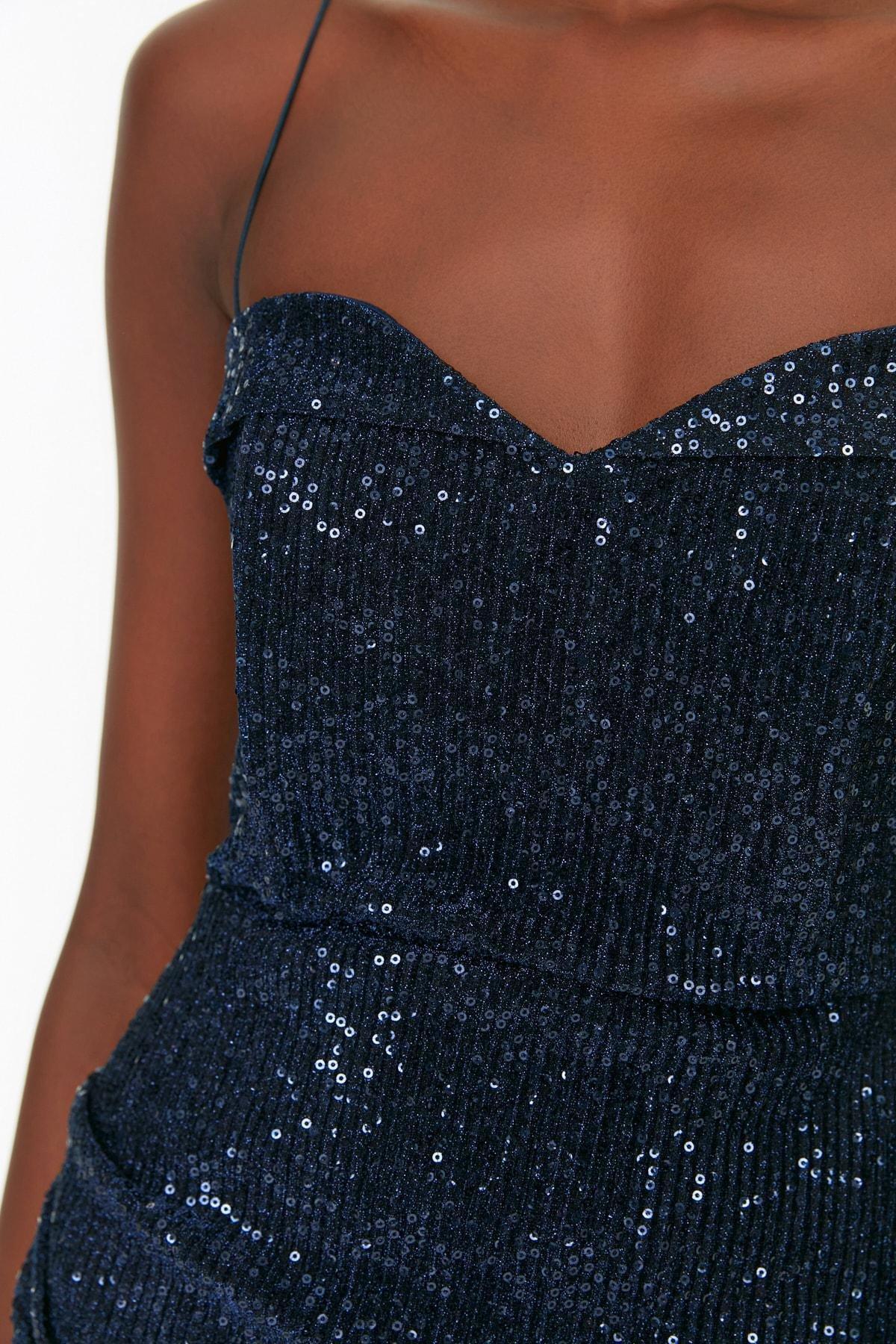 Navy Sweetheart Neckline Bodycon Dress, , large image number 5