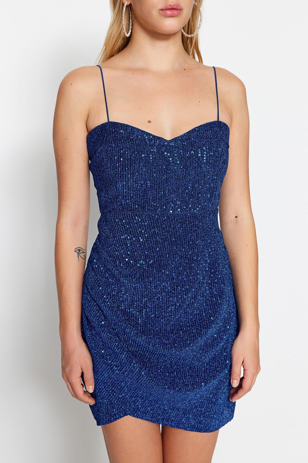 Navy Sweetheart Neckline Bodycon Dress, , large image number 10