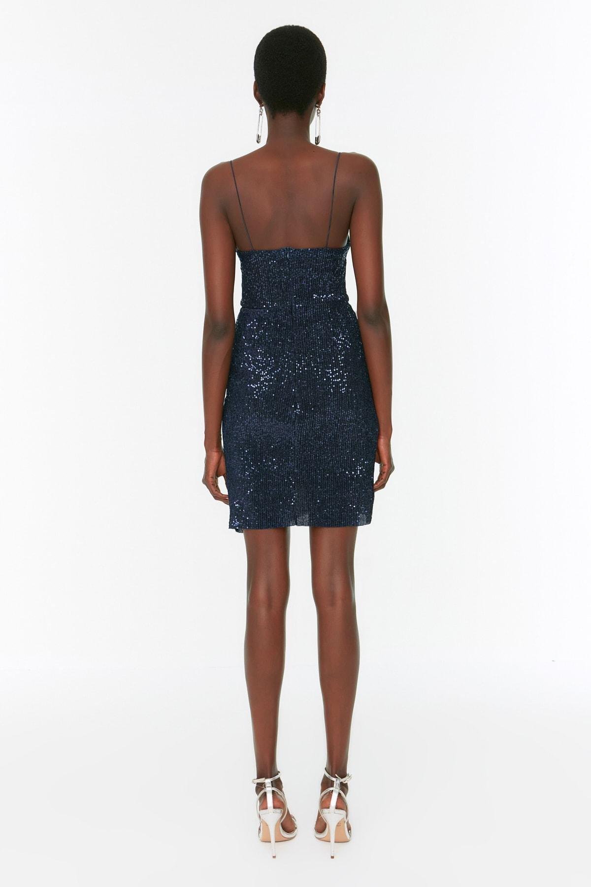Navy Sweetheart Neckline Bodycon Dress, , large image number 11