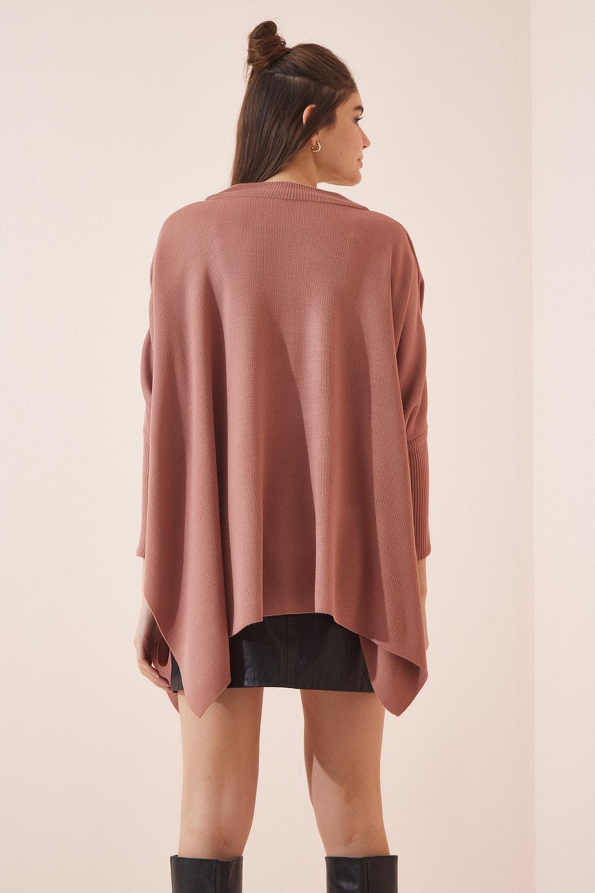Pink Oversize Poncho Sweater, Dried rose, large image number 2