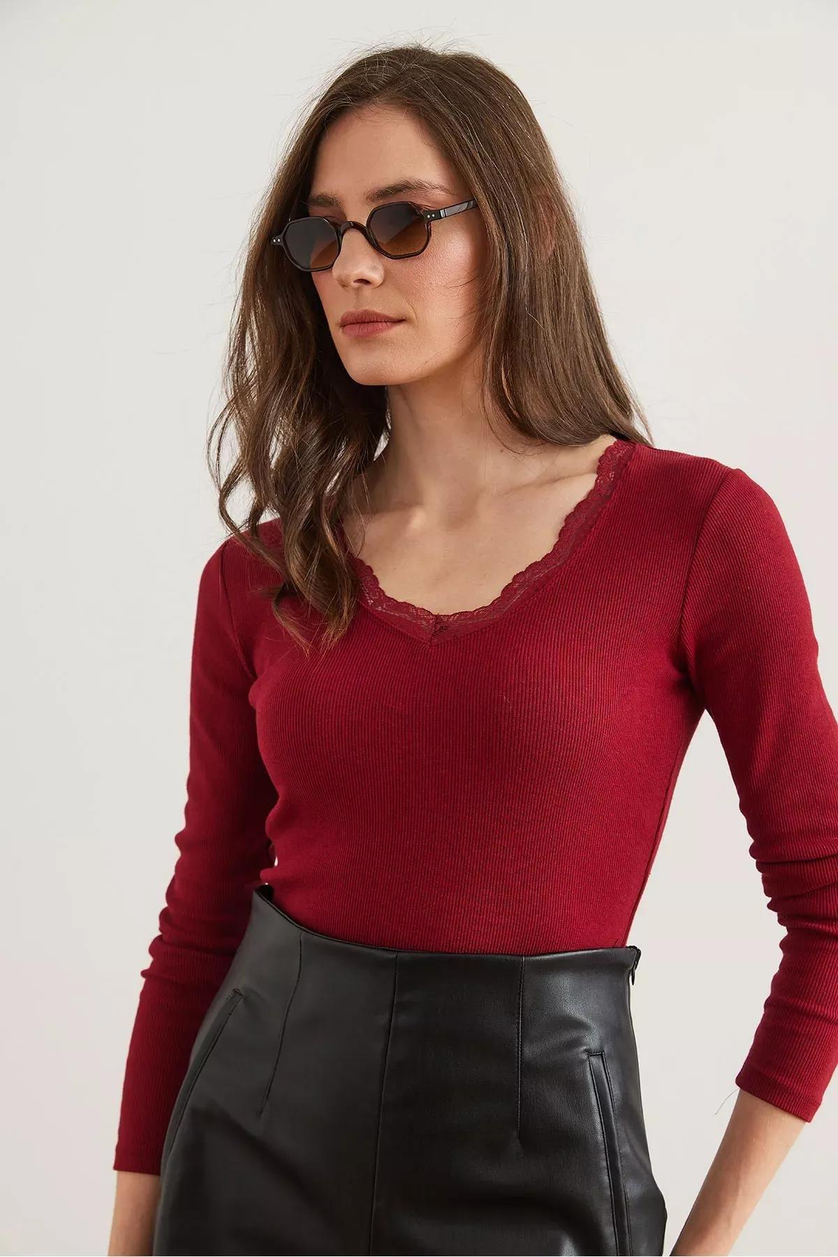 Burgundy Lace Camisole Blouse, Burgundy, large image number 3