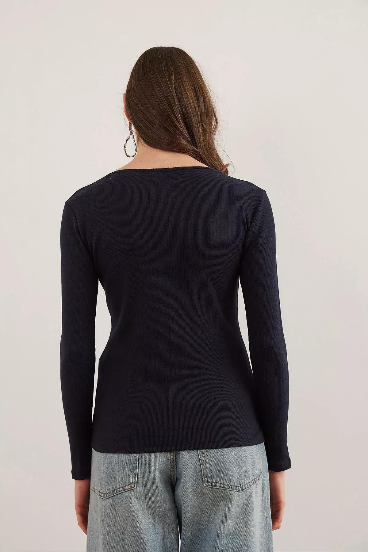 Navy Lace V-Neck Camisole Blouse, Navy blue, large image number 1