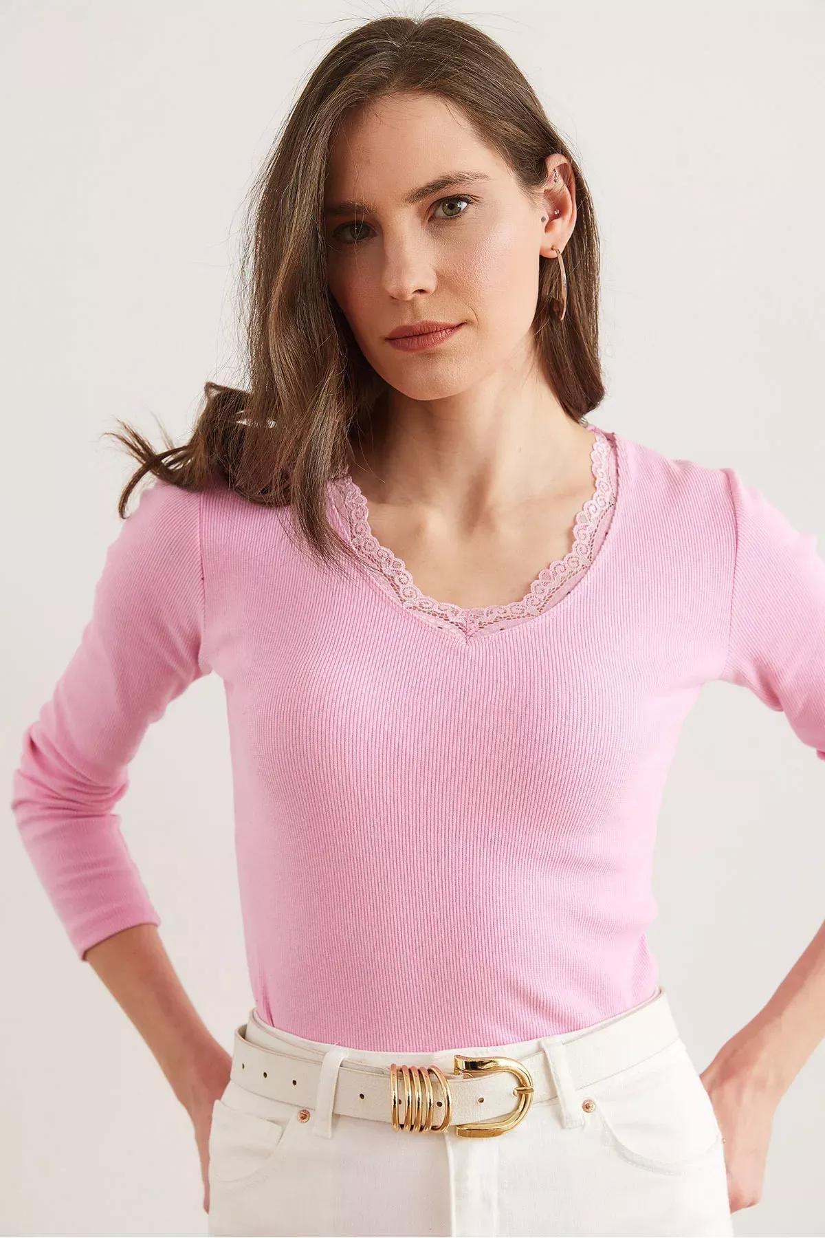 Pink Lace V-Neck Camisole, SUGAR PINK, large image number 4