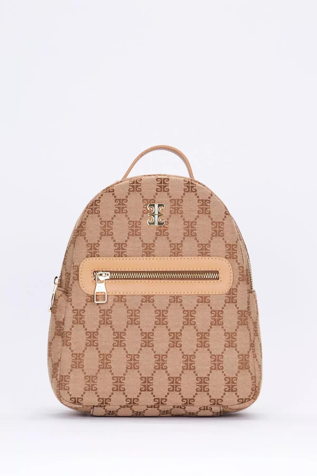 Brown Detailed Backpack, COFFEE, large image number 1
