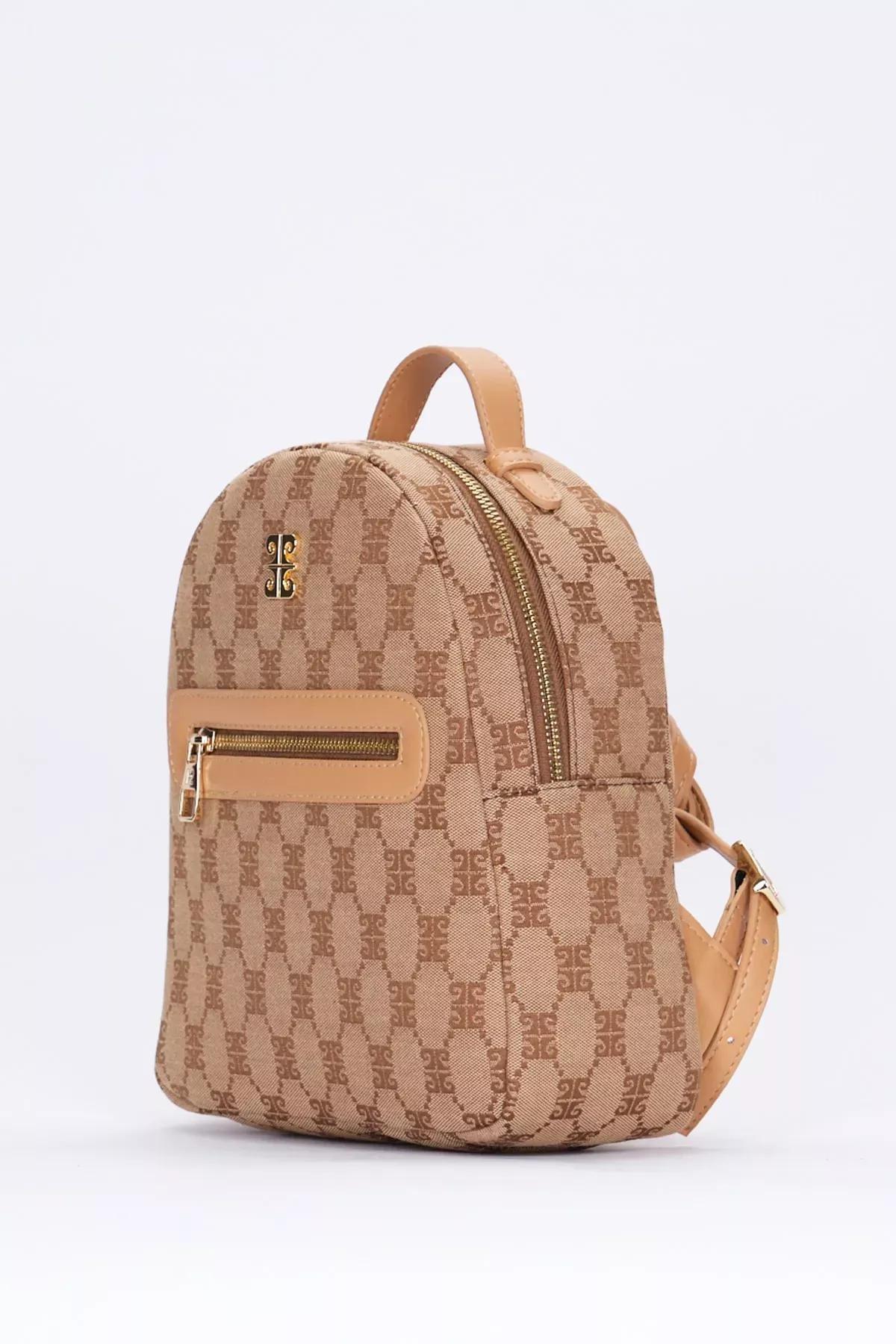Brown Detailed Backpack, COFFEE, large image number 2