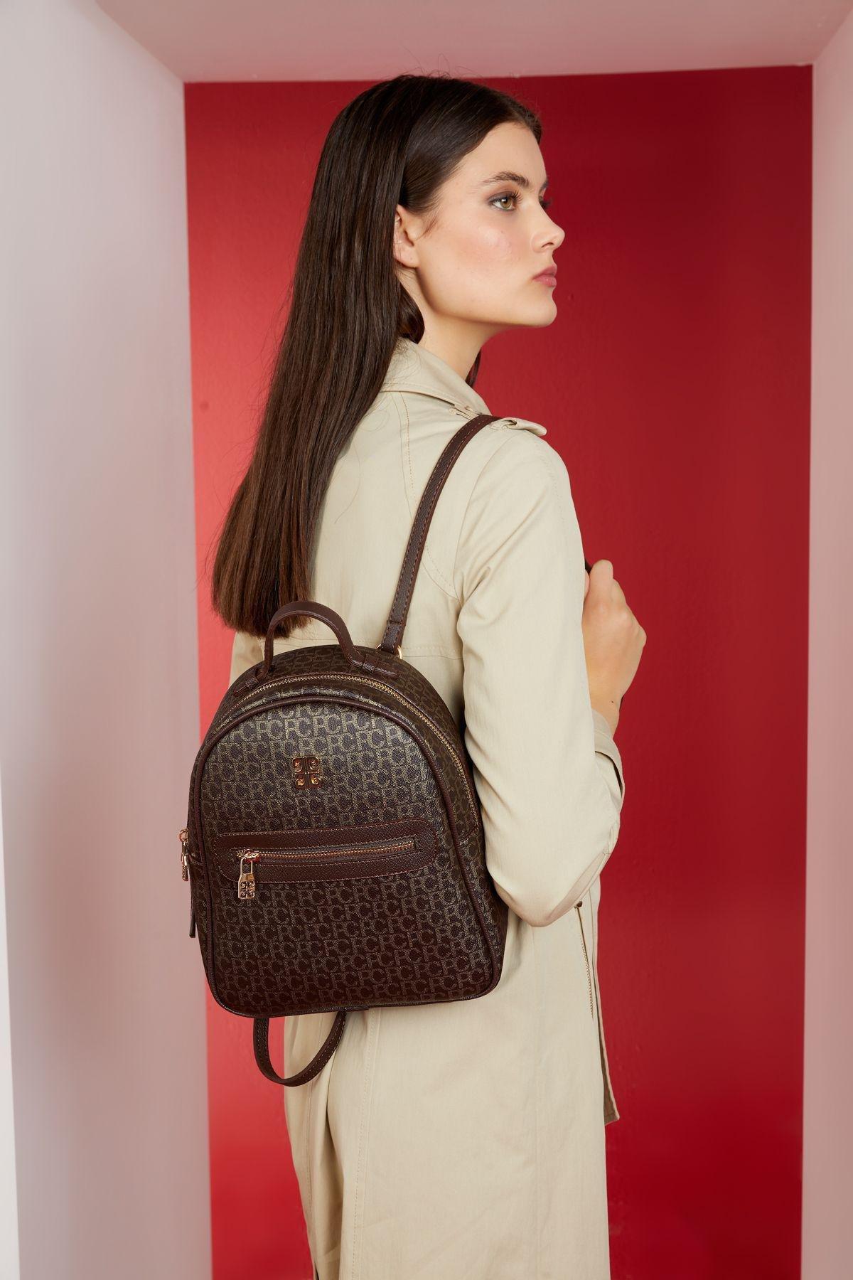 Brown Small Alphabet Backpack, C101_6721, large image number 0