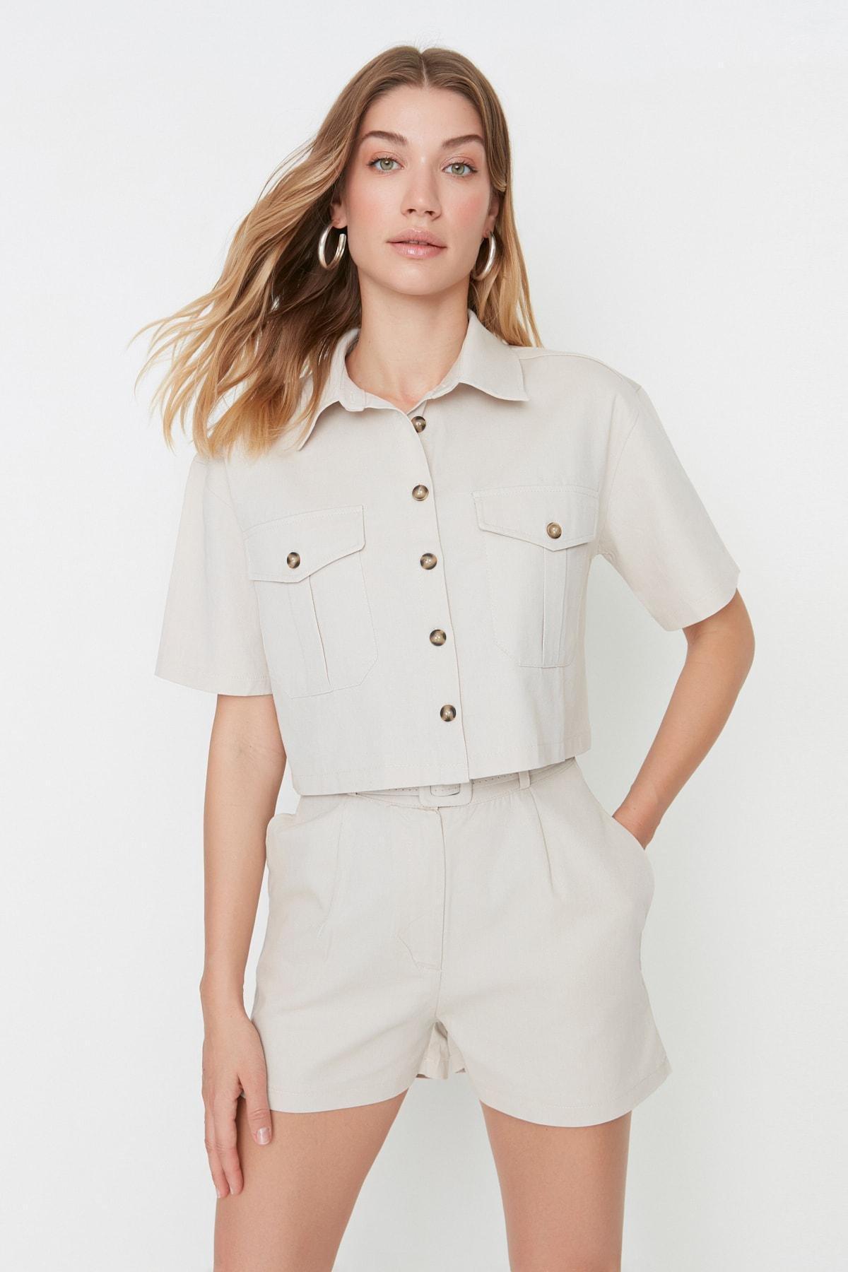 Grey Cotton Casual Collared Shirt, Gray, large image number 1