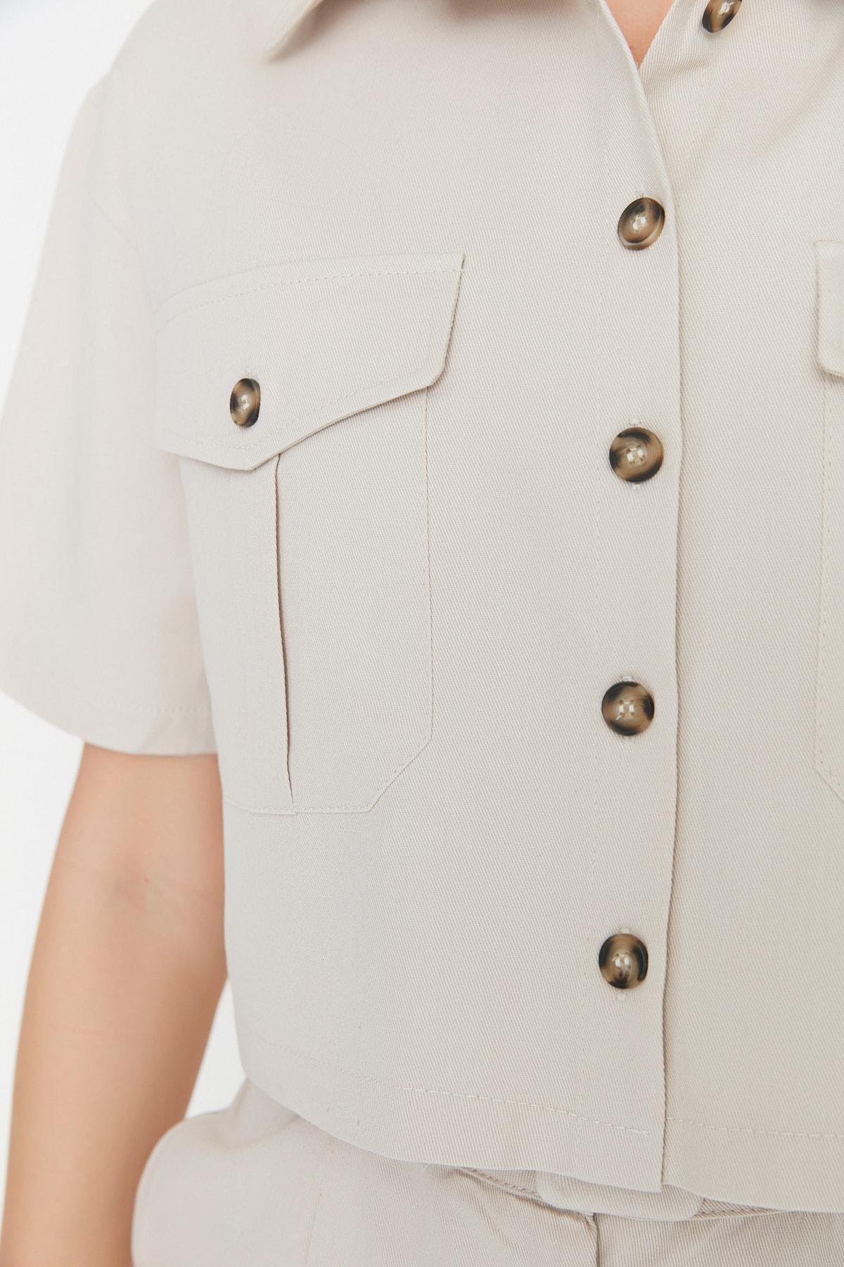 Grey Cotton Casual Collared Shirt, Gray, large image number 3