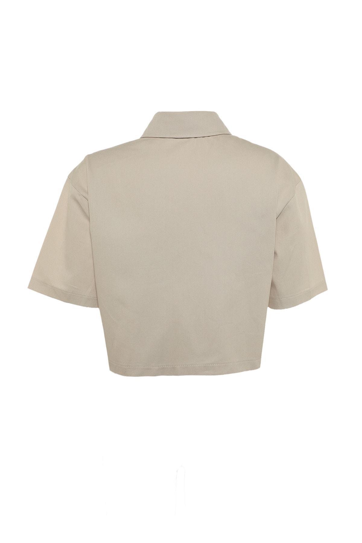 Grey Cotton Casual Collared Shirt, Gray, large image number 6