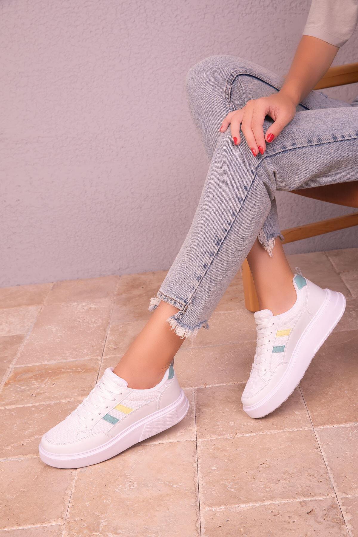 White Lace-Up Sneakers, C101_3933, large image number 1