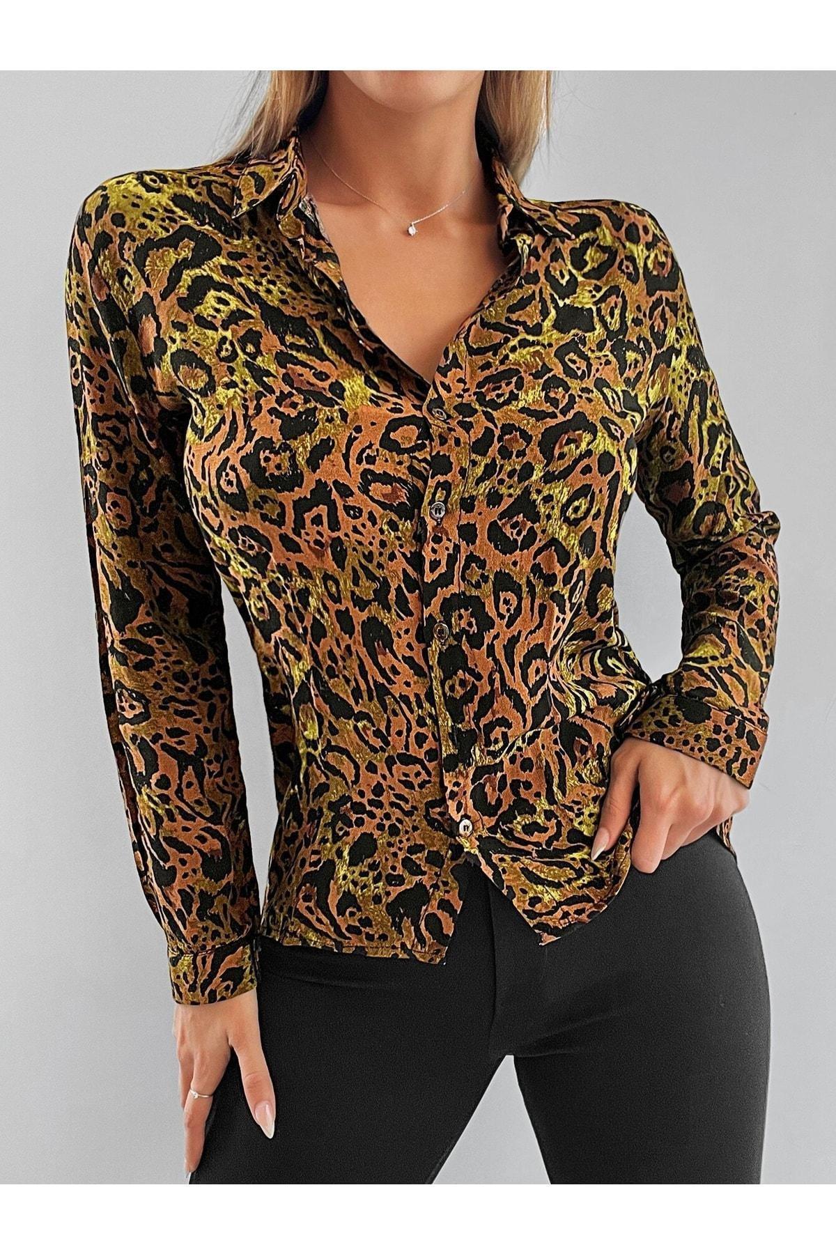 Multicolour Animal Printed Viscose Shirt, Leopard, medium