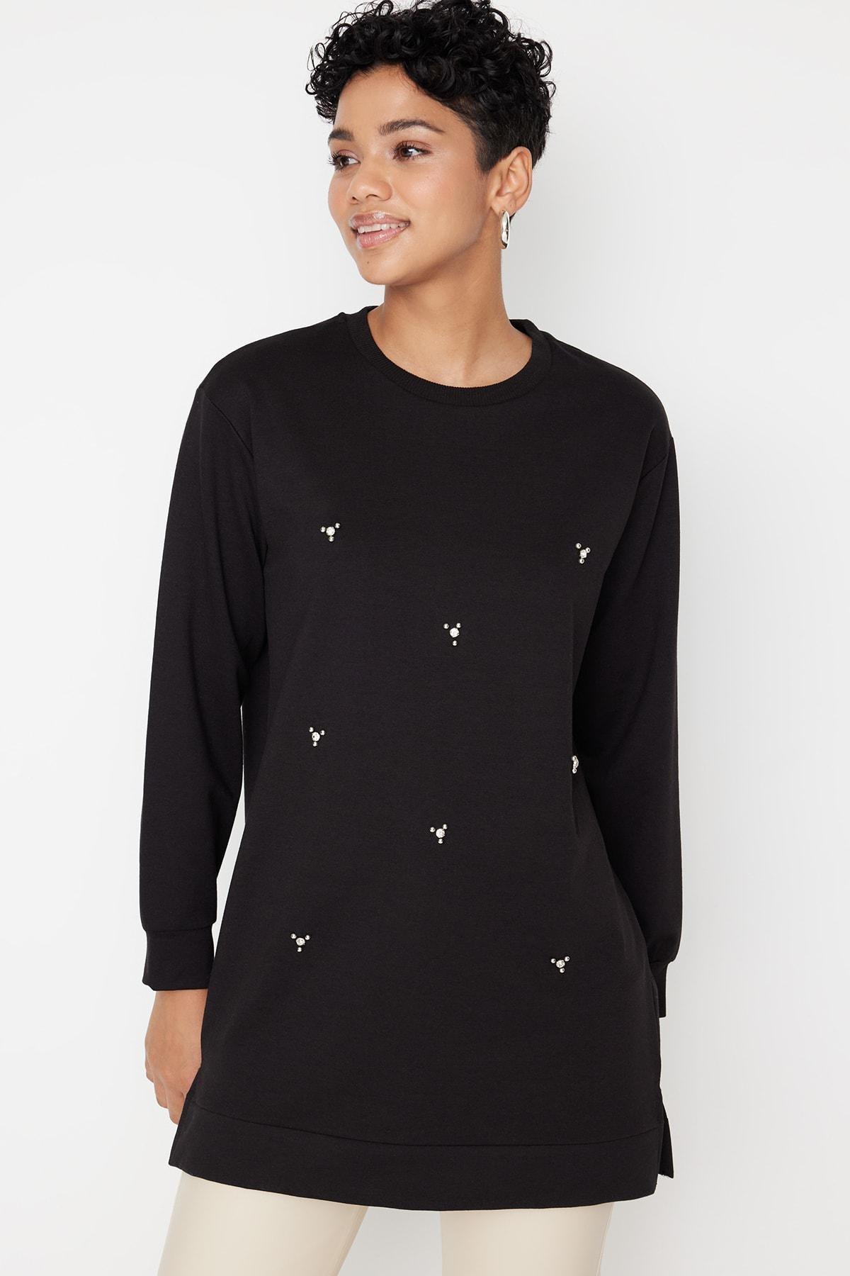Black Crew Neck Tunic, , large image number 0