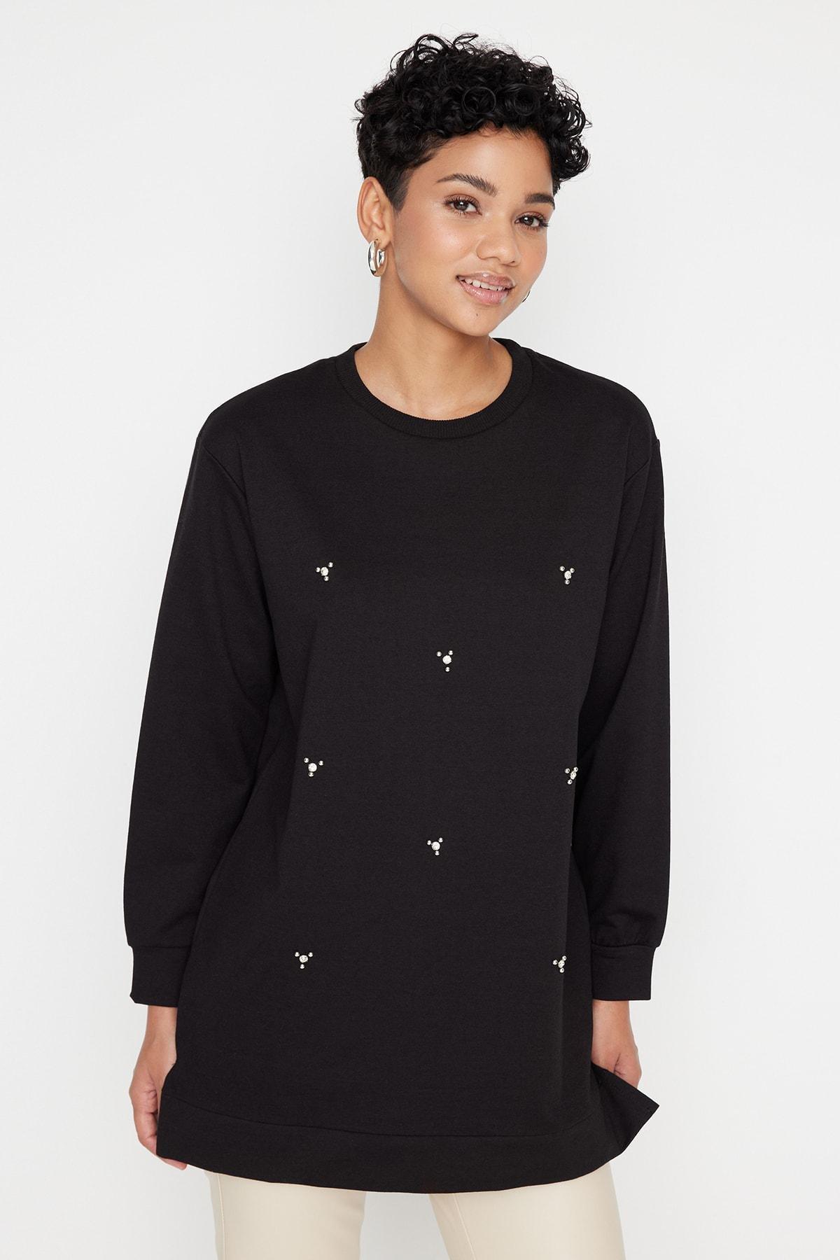 Black Crew Neck Tunic, , large image number 2