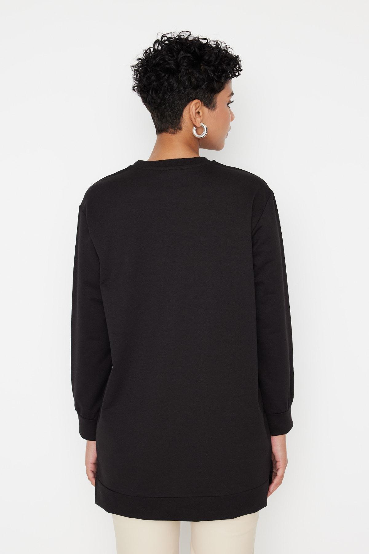 Black Crew Neck Tunic, , large image number 4