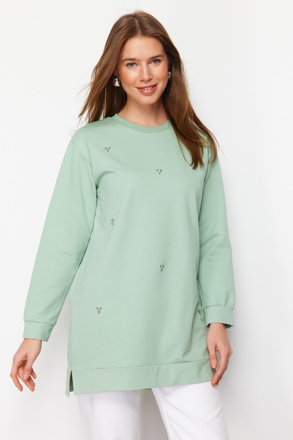 Green Crew Neck Tunic, , large image number 0
