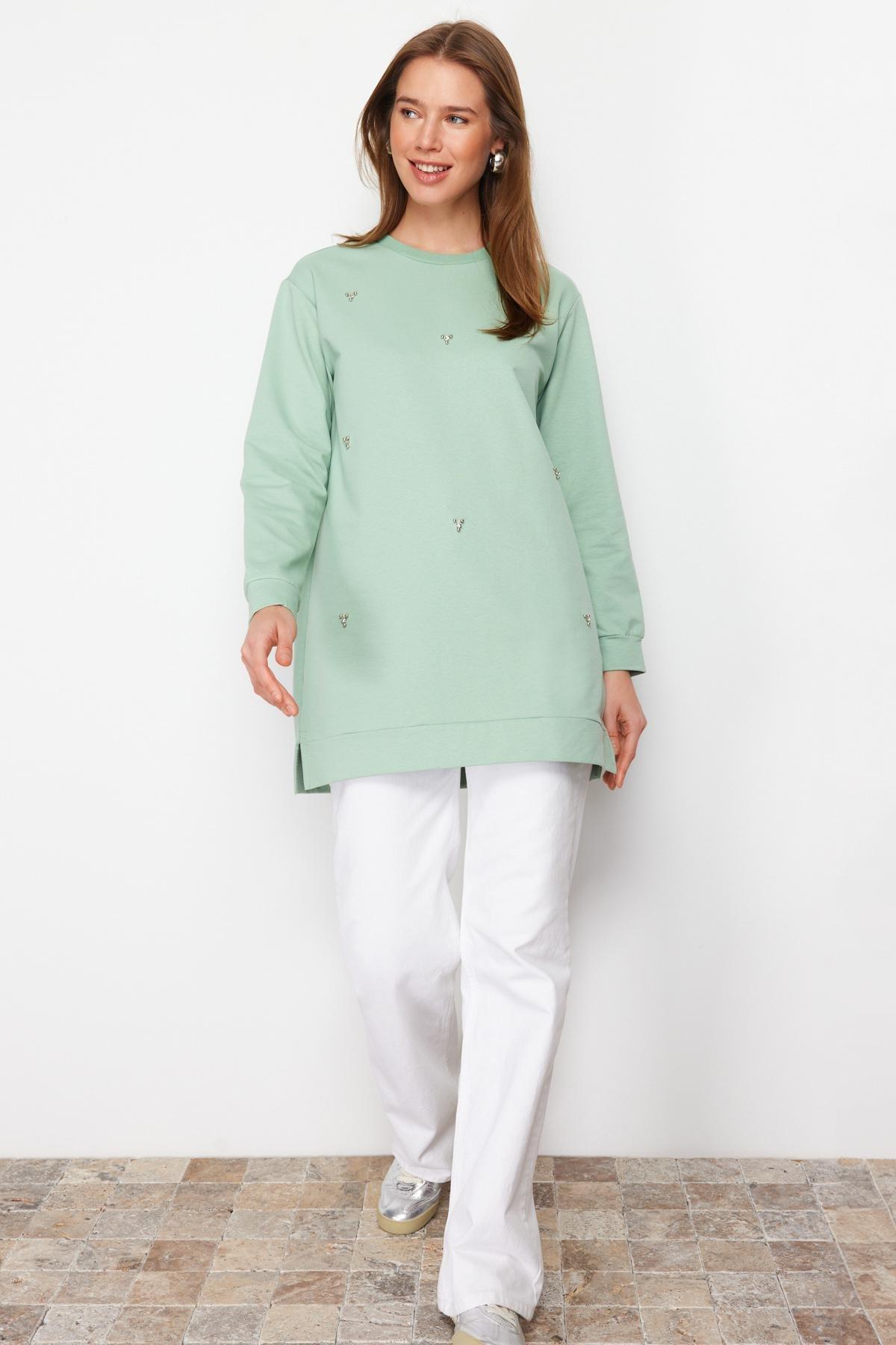 Green Crew Neck Tunic, , large image number 1