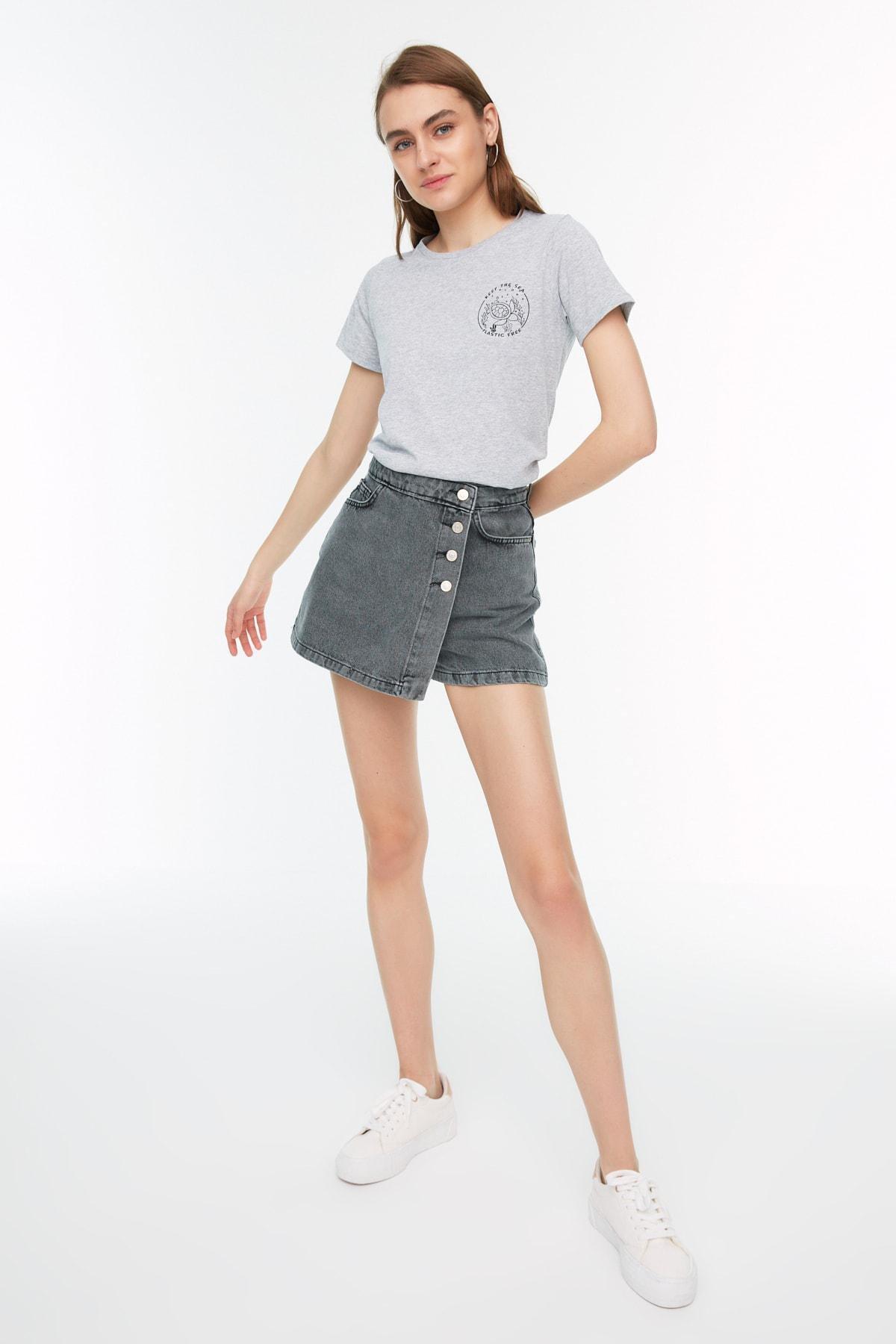 Gray Slim Shorts, , large image number 0